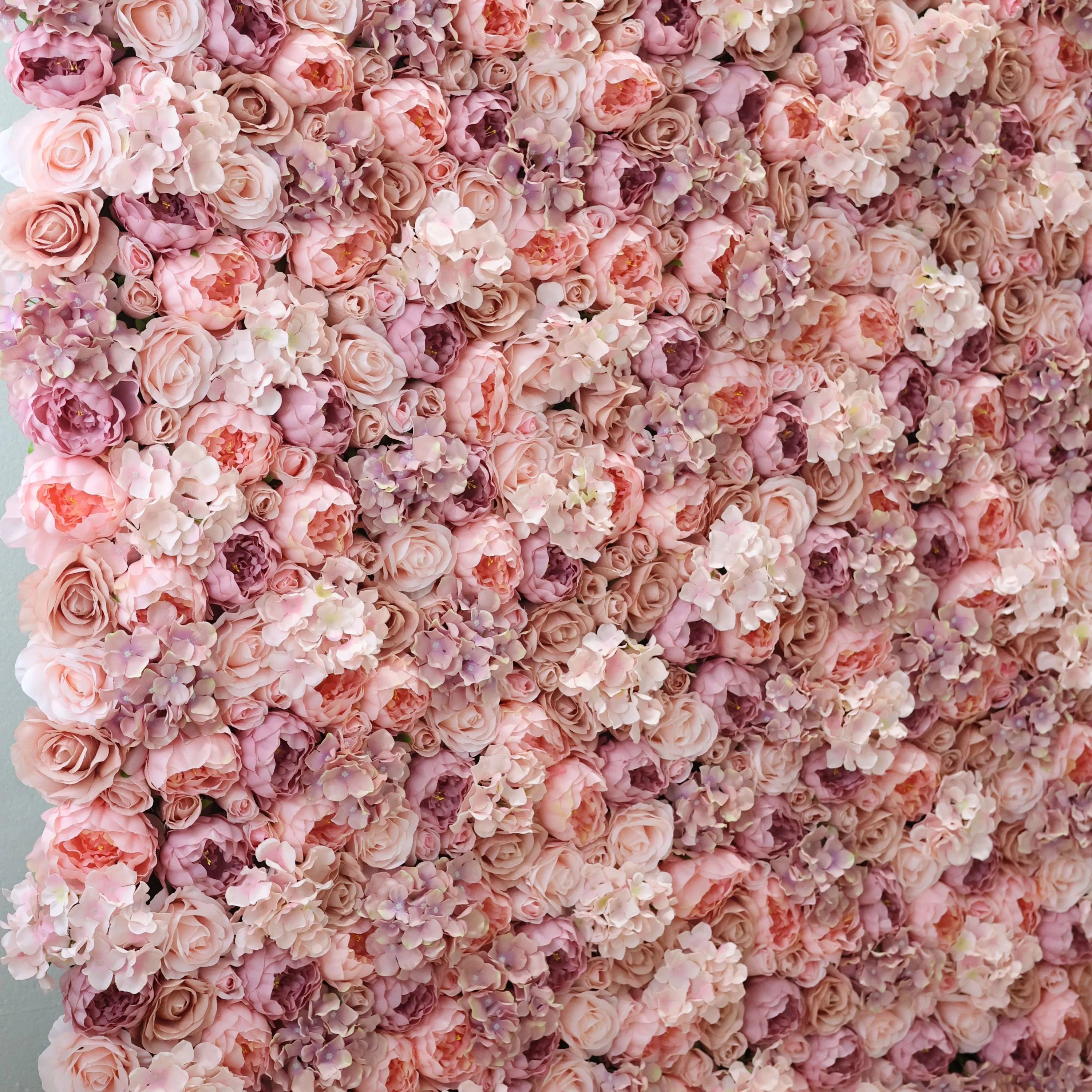 Valar 꽃 롤 패브릭 인공 붉게 핑크 꽃 벽 웨딩 배경, 꽃 파티 장식, 이벤트 사진-VF-021