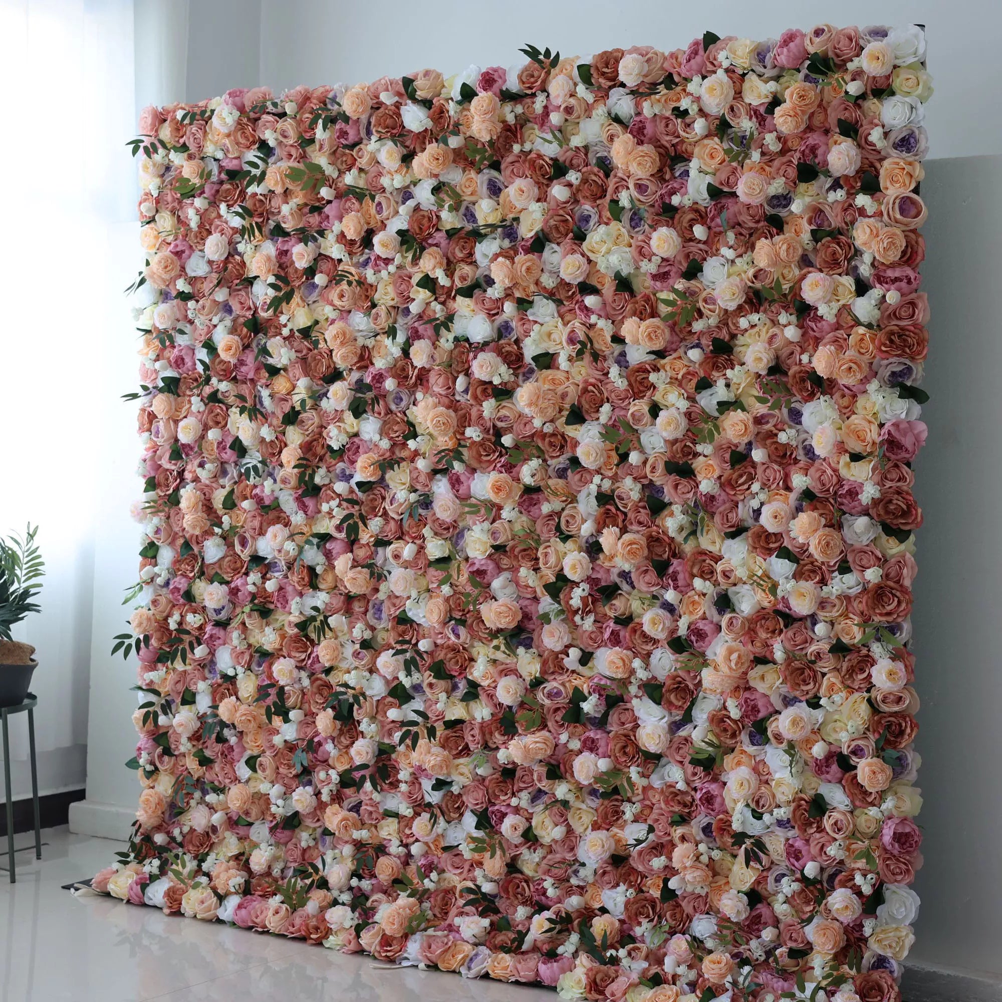 Valar Flowers artificial mixed floral backdrop featuring petite orchid and grape design0
