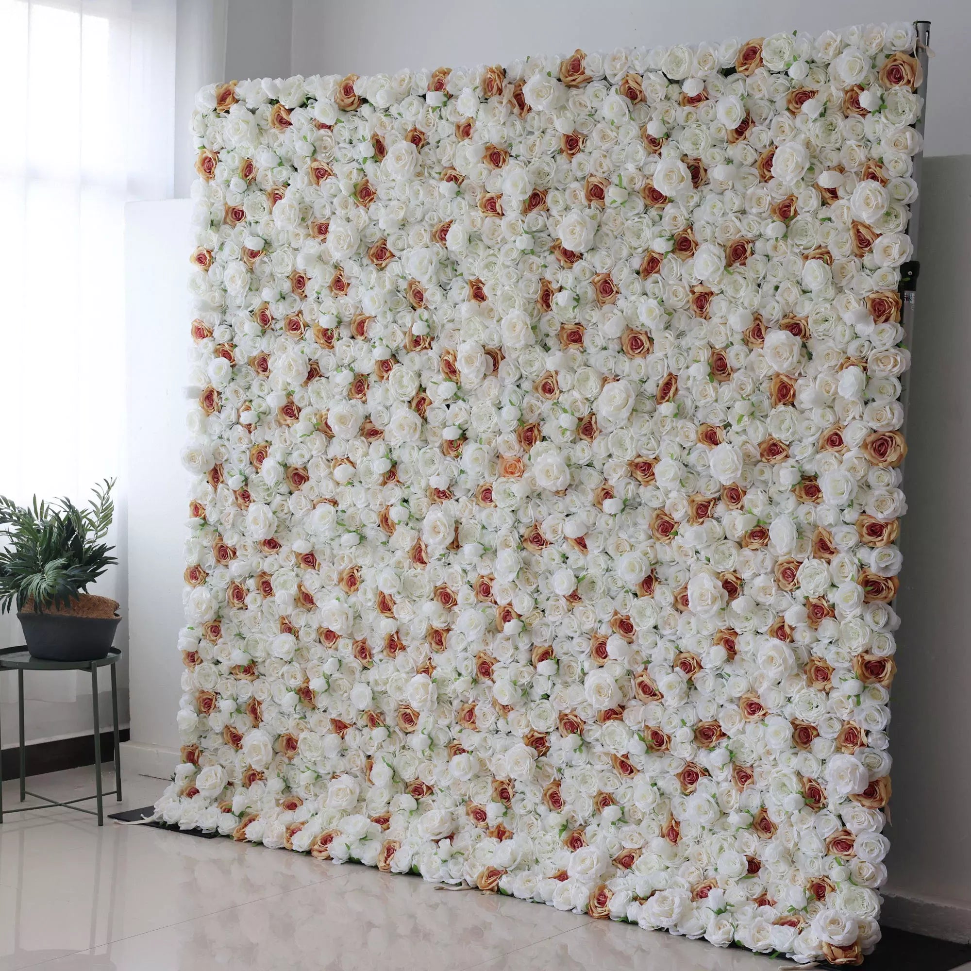 Valar Flowers' Elysian Meadows: A harmonious blend of white and light peach roses, exuding grace. Ideal for weddings and upscale interior themes.