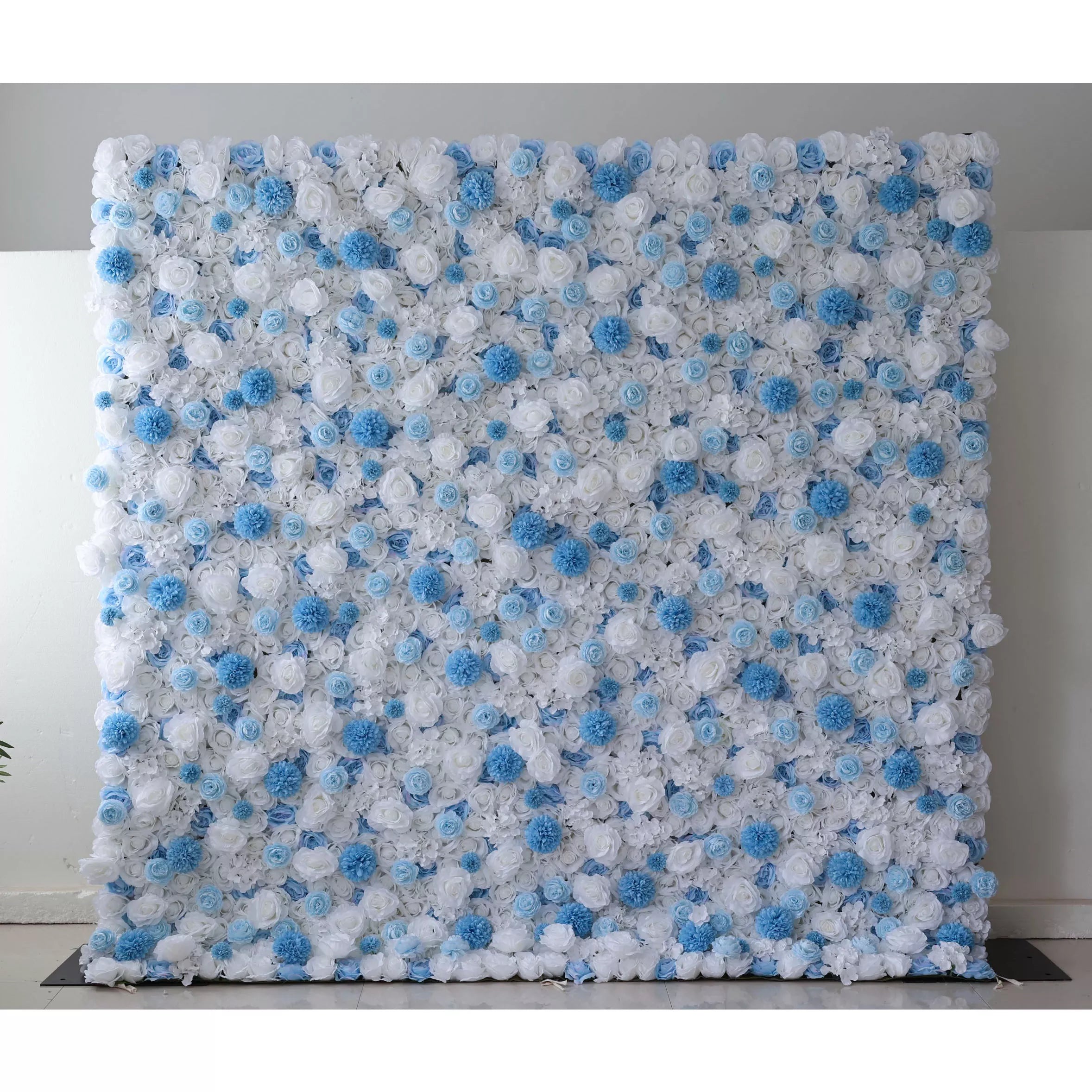 ValarFlowers 인공 꽃 벽 배경: 고요한 바다 풍경 - Azure Blue & Ivory Bliss Edition-VF-270