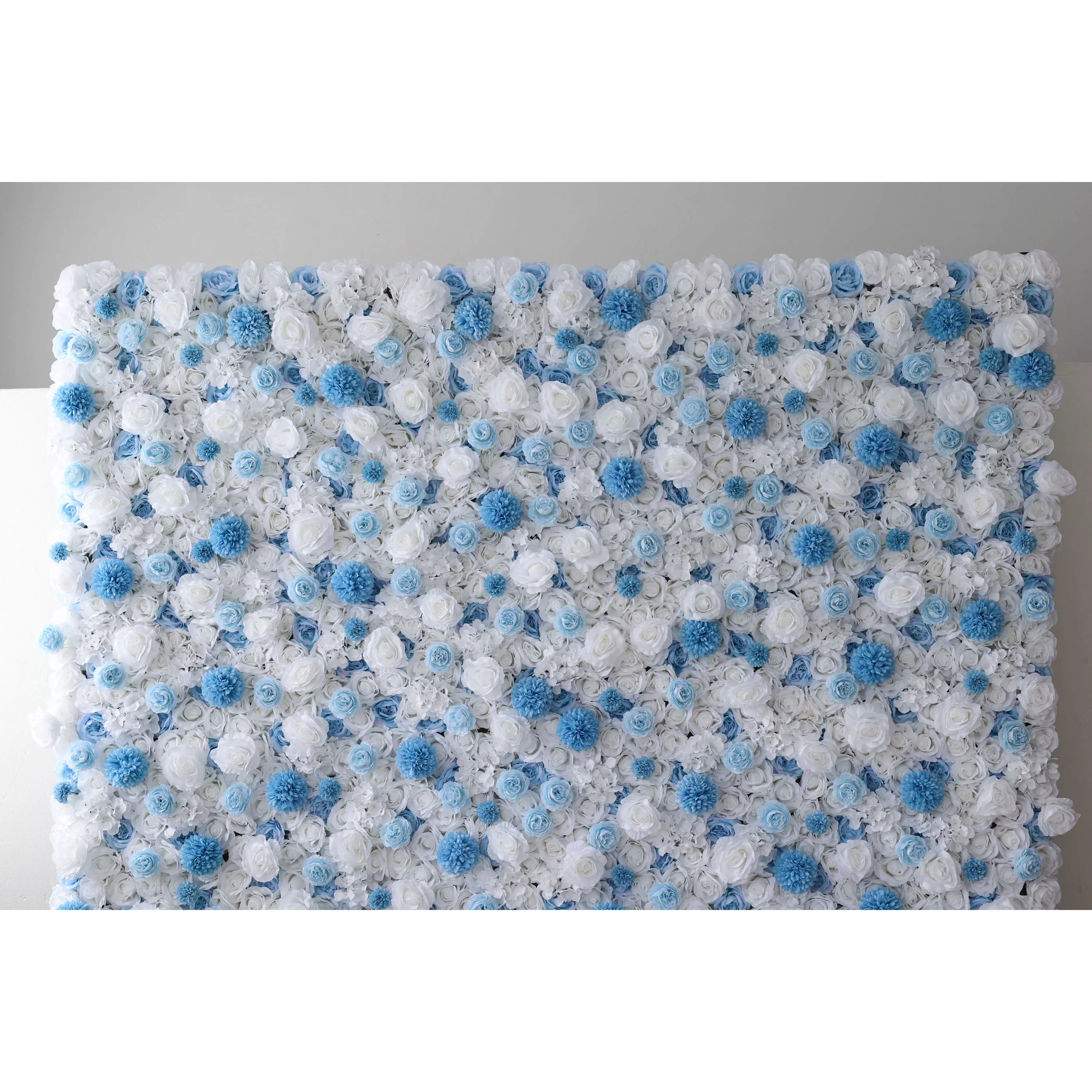 ValarFlowers 인공 꽃 벽 배경: 고요한 바다 풍경 - Azure Blue & Ivory Bliss Edition-VF-270