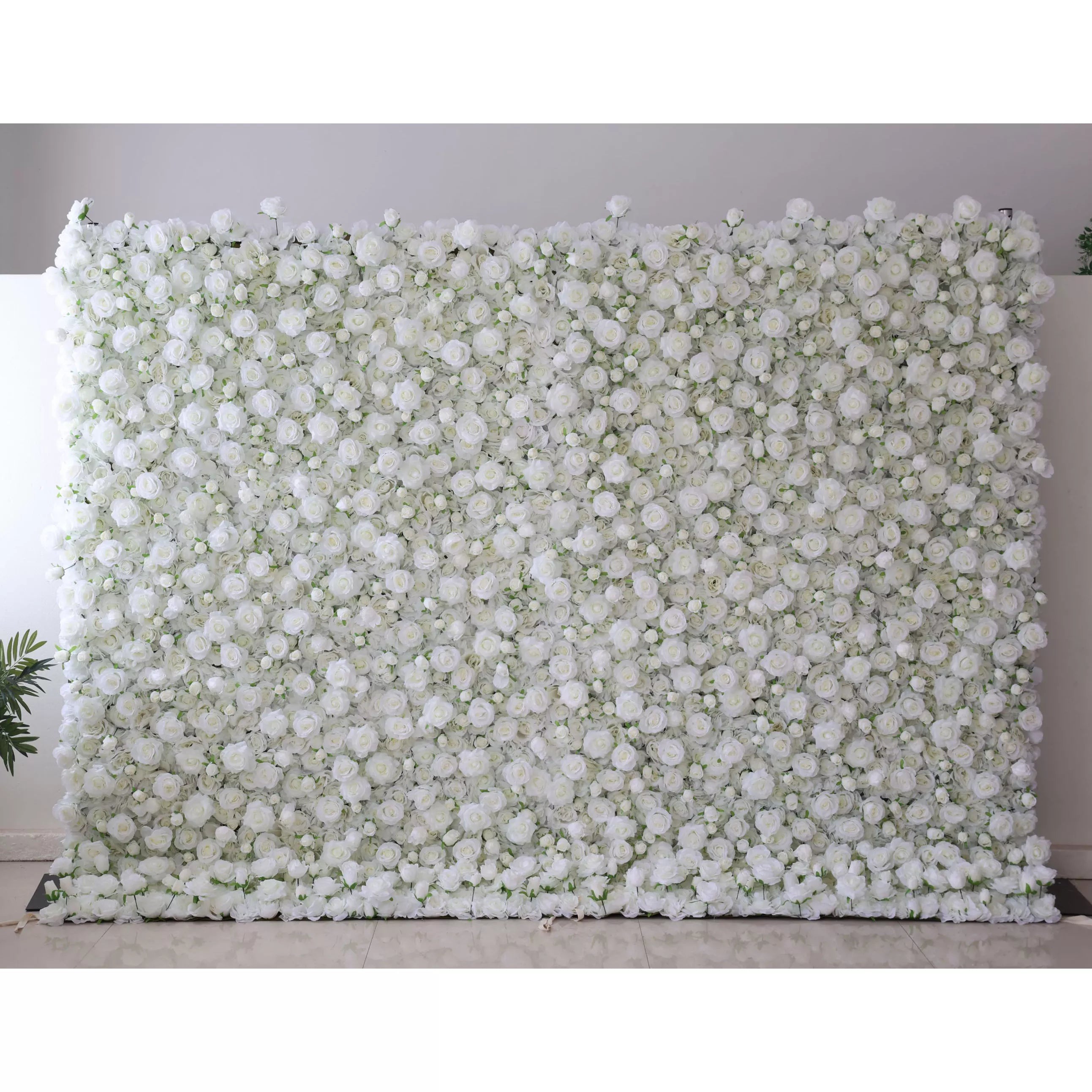 ValarFlowers 인공 꽃 벽 배경: 속삭이는 흰색: 눈 덮인 꽃의 고요한 바다-VF-283