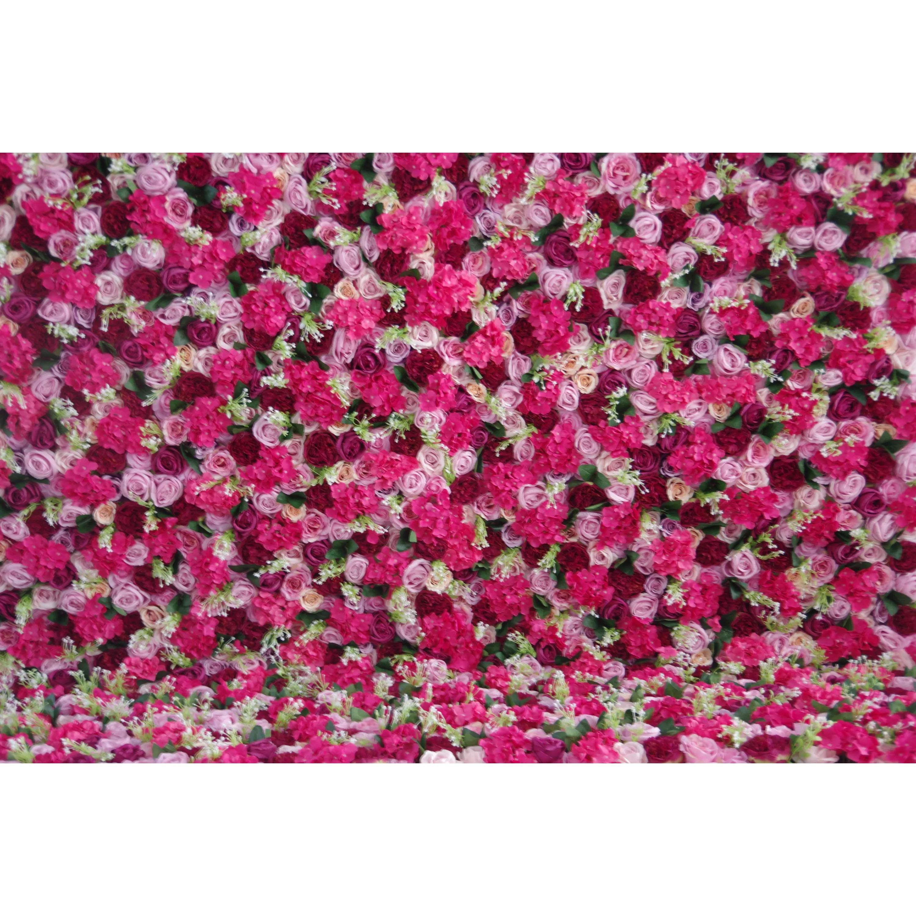 Valar Flowers artificial mixed cerise and dull pink flower wall roll up fabric for weddings and events3