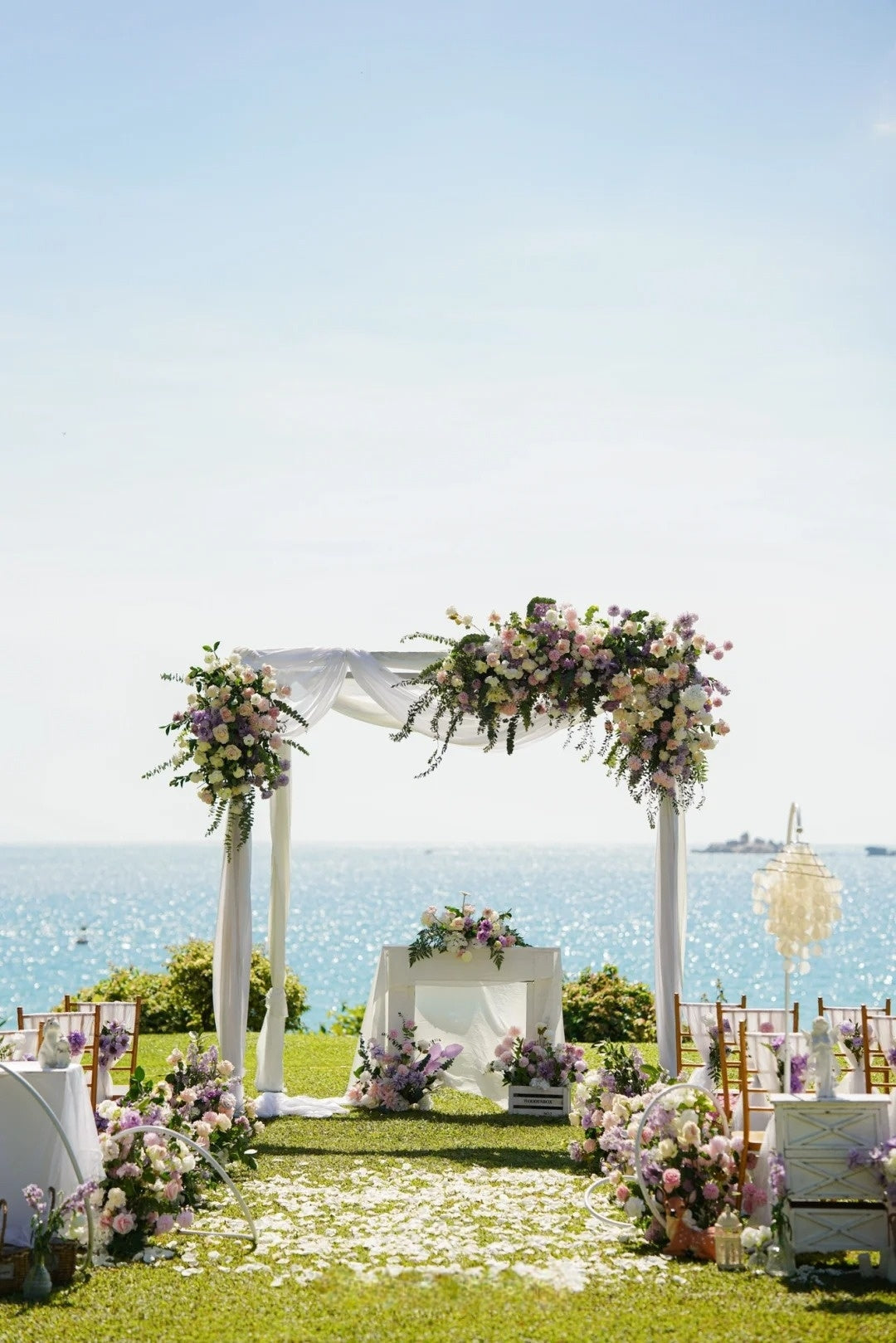 Phuket Beach Wedding Inspiration with Soft Pink and Lavender Floral Decor