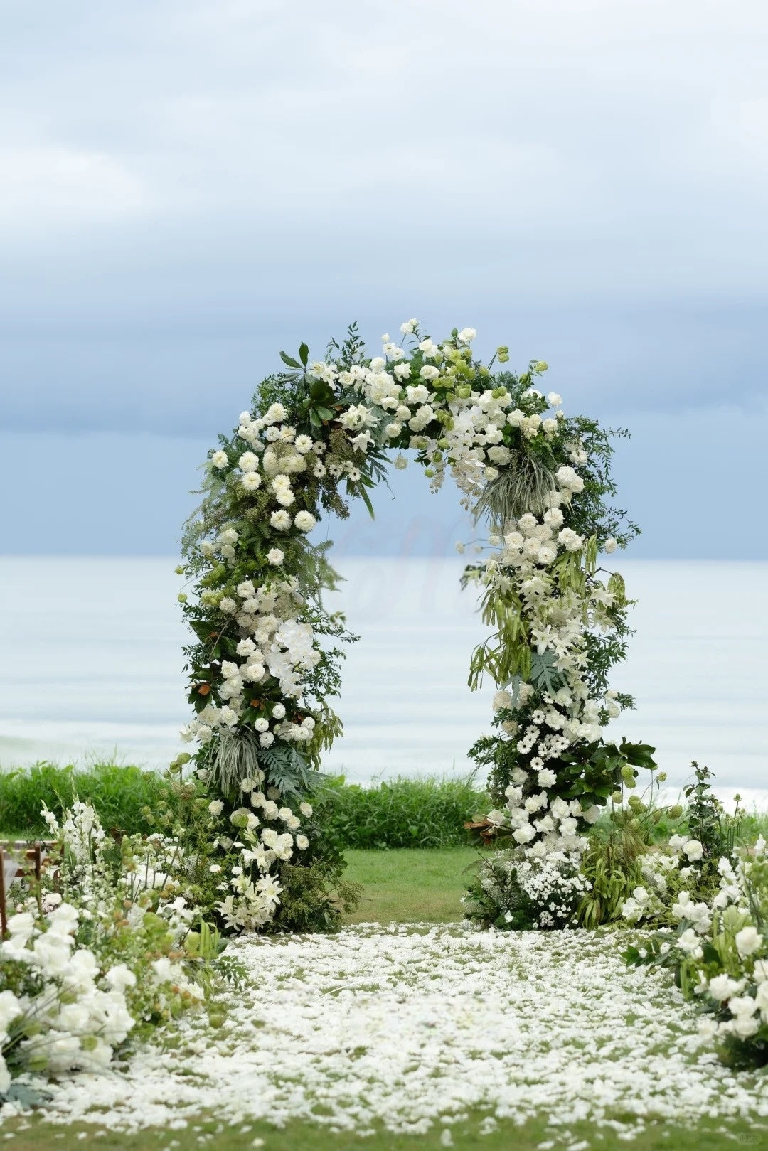 Seaside Wedding Inspiration with White Florals and Natural Greenery