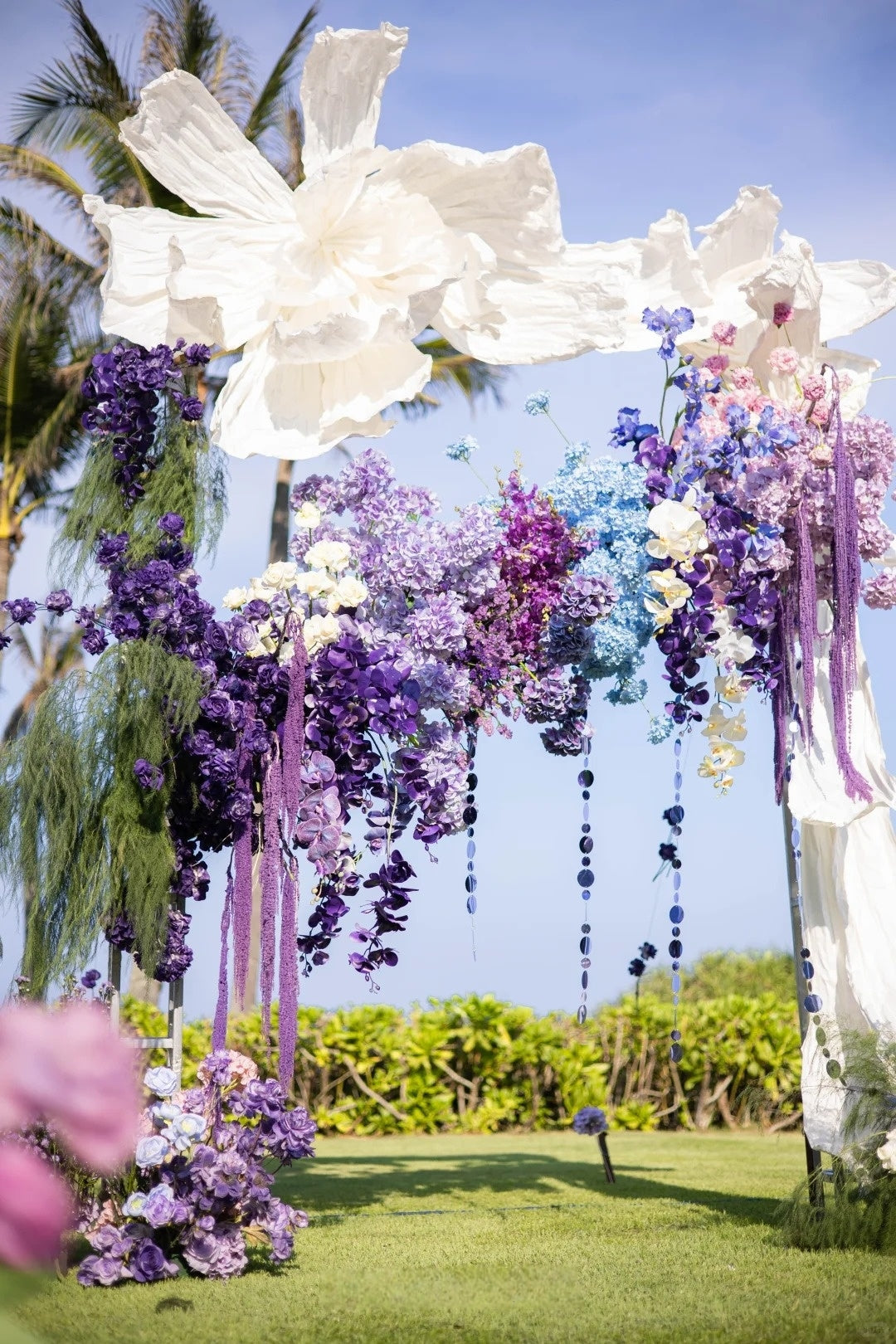 A Dreamy Tropical Wedding with Lavender Blooms and Ocean Views