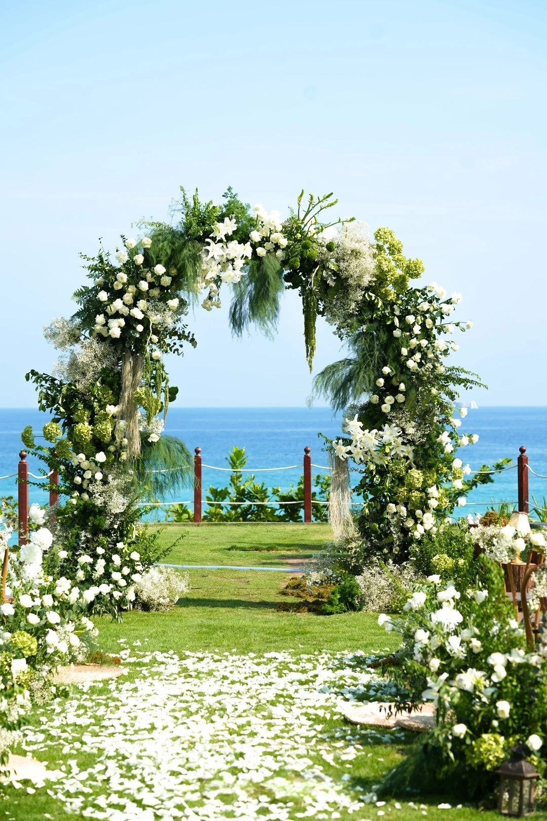 Tropical Forest Seaside Wedding Inspiration: White Florals, Greenery, and Ocean Breeze