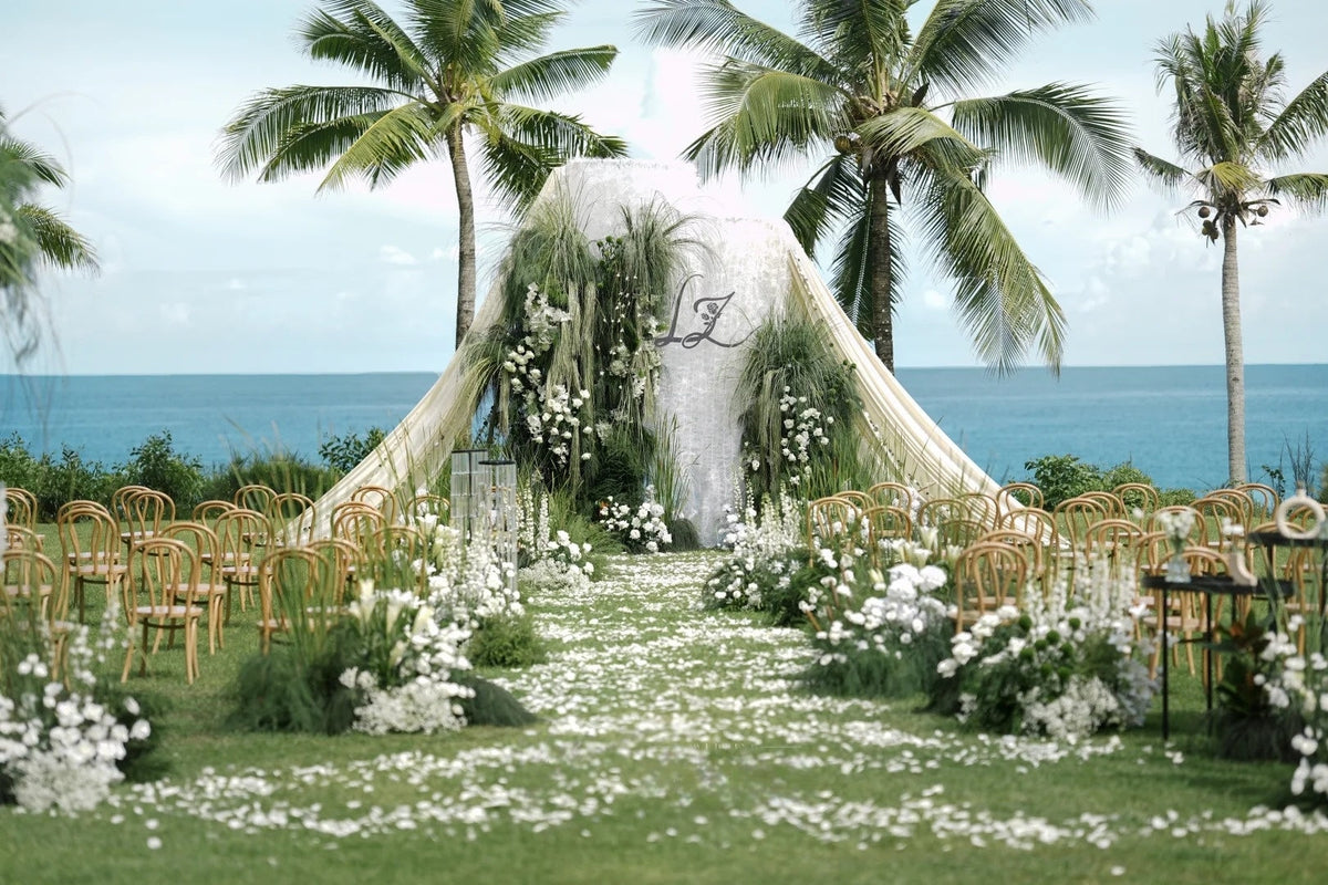 Natural Seaside Wedding Inspiration: White Florals, Wild Greenery, and Ocean Breeze