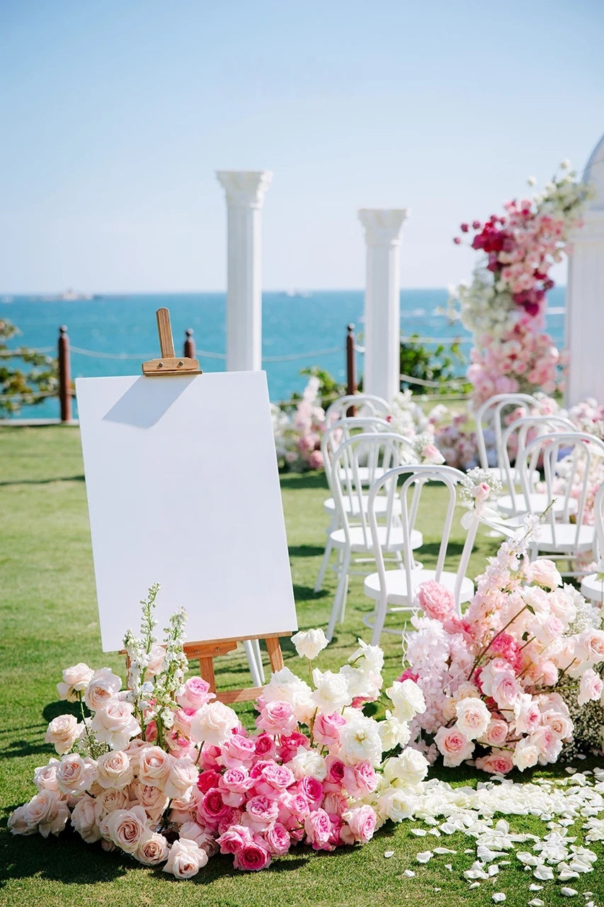 Seaside Destination Wedding Inspiration: A Romantic Pink Floral Celebration by the Ocean