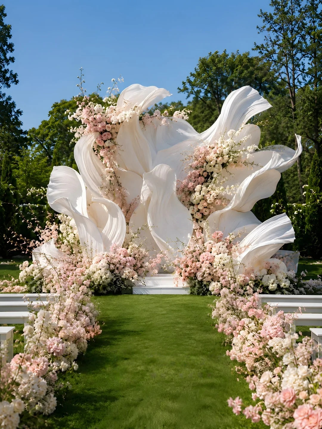 Spring Garden Wedding Inspiration with Sculptural Floral Ceremony Design