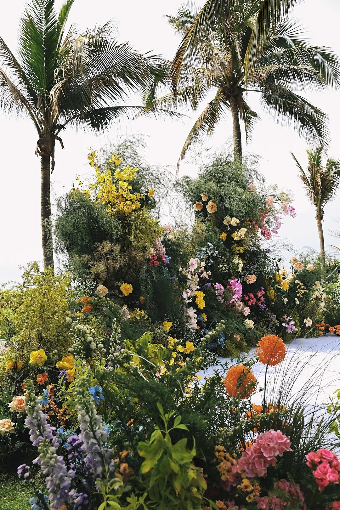 Colorful Tropical Beach Wedding Inspiration with Garden-Style Florals