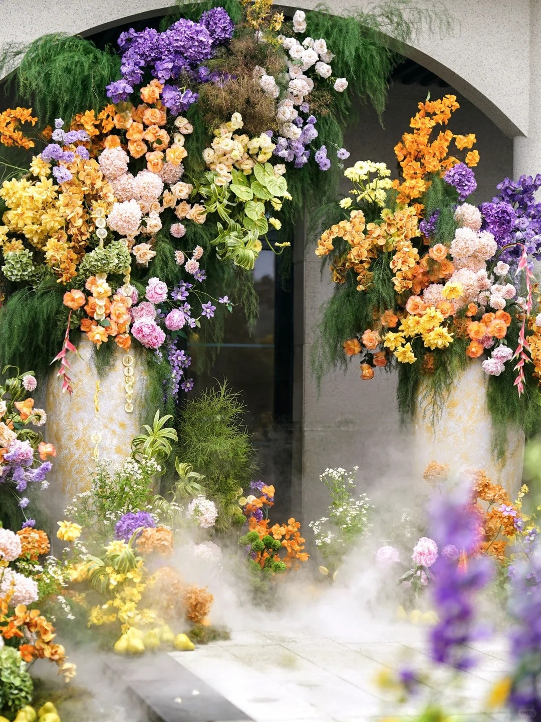 Colorful Garden Wedding Inspiration with Lush Floral Ceremony Decor