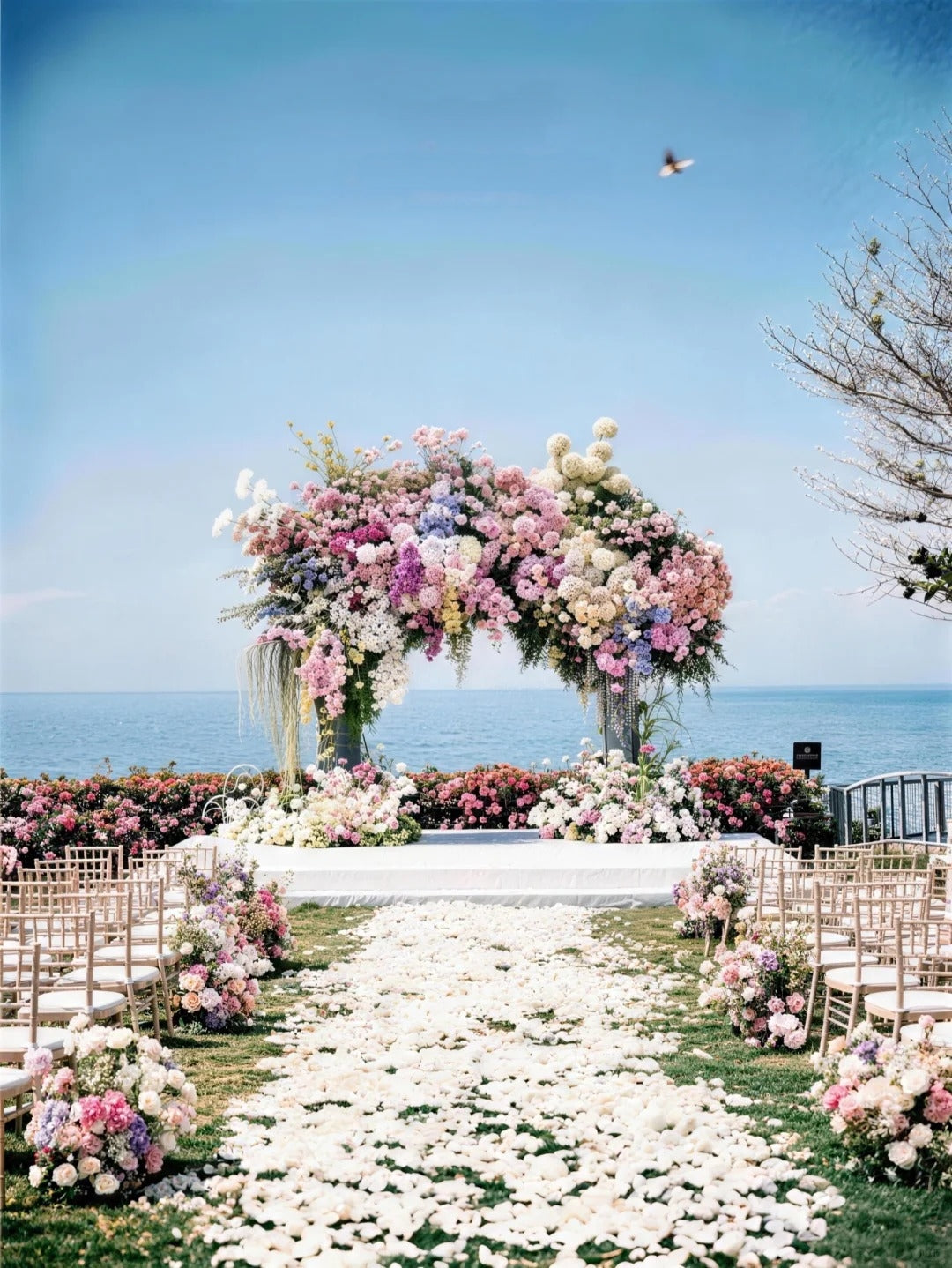 Colorful Bali Cliffside Wedding Inspiration with Pastel Garden Florals