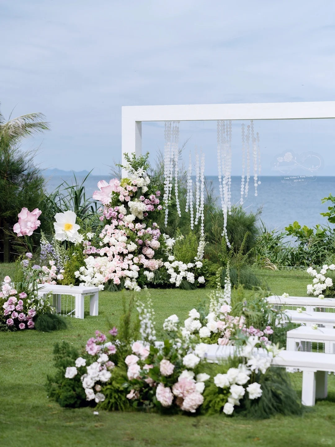 Coastal Garden Wedding Ideas | Elegant Floral Backdrop by Valar Flower