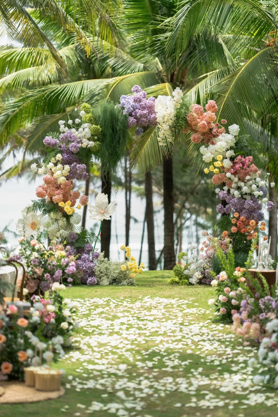 Tropical Garden Wedding Inspiration with a Colorful Floral Arch