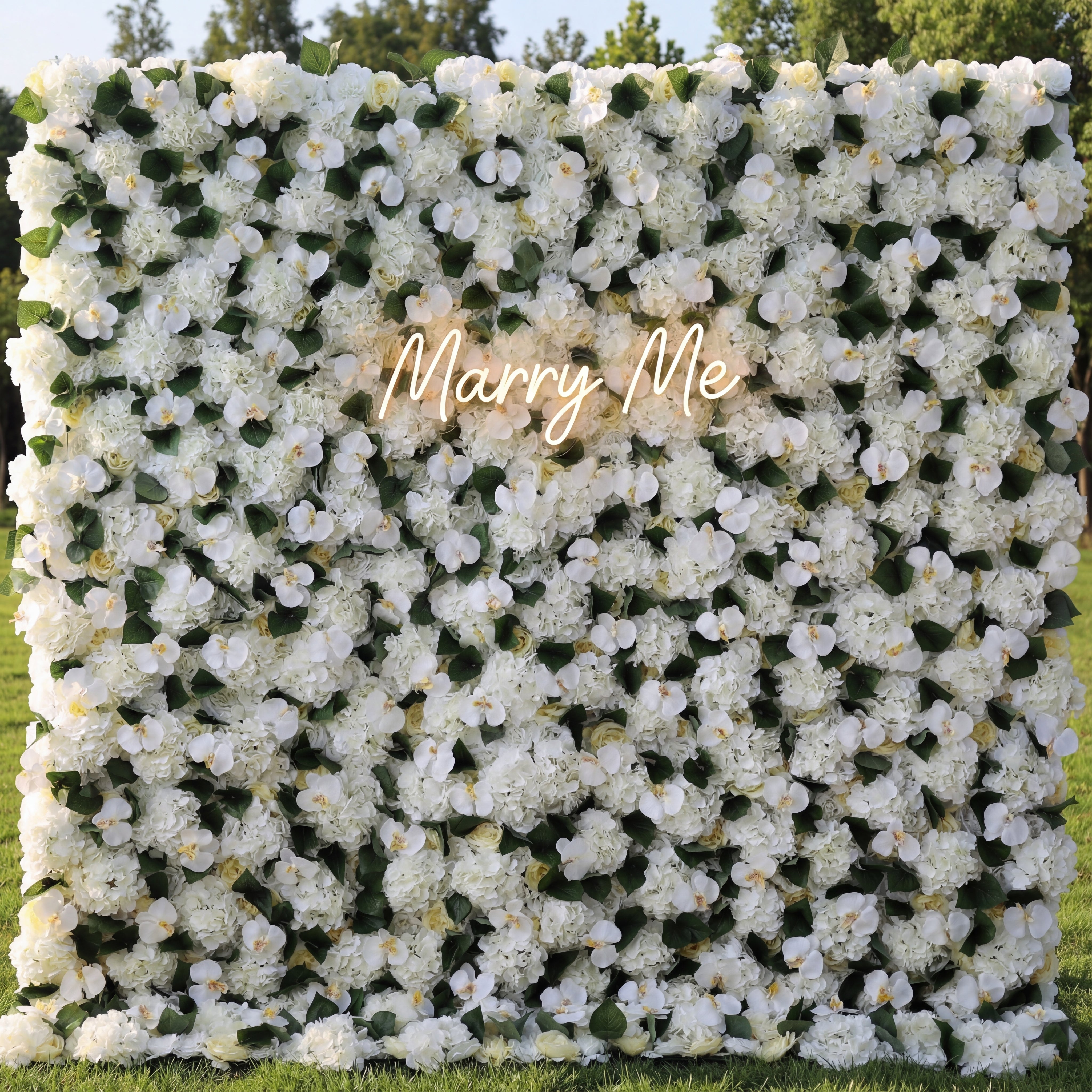 Valar Flowers Roll Up Tela Artificial Blanca Phalaenopsis Aphrodite y Rosas Pared de Flores Fondo para Boda, Decoración Floral para Fiesta, Fotografía de Eventos-VF-003