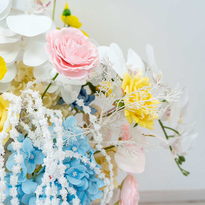 우아한 파란색과 흰색 꽃 장식 결혼식 아치, 인공 꽃 배열, 의식 배경 및 이벤트 장식 FA-211