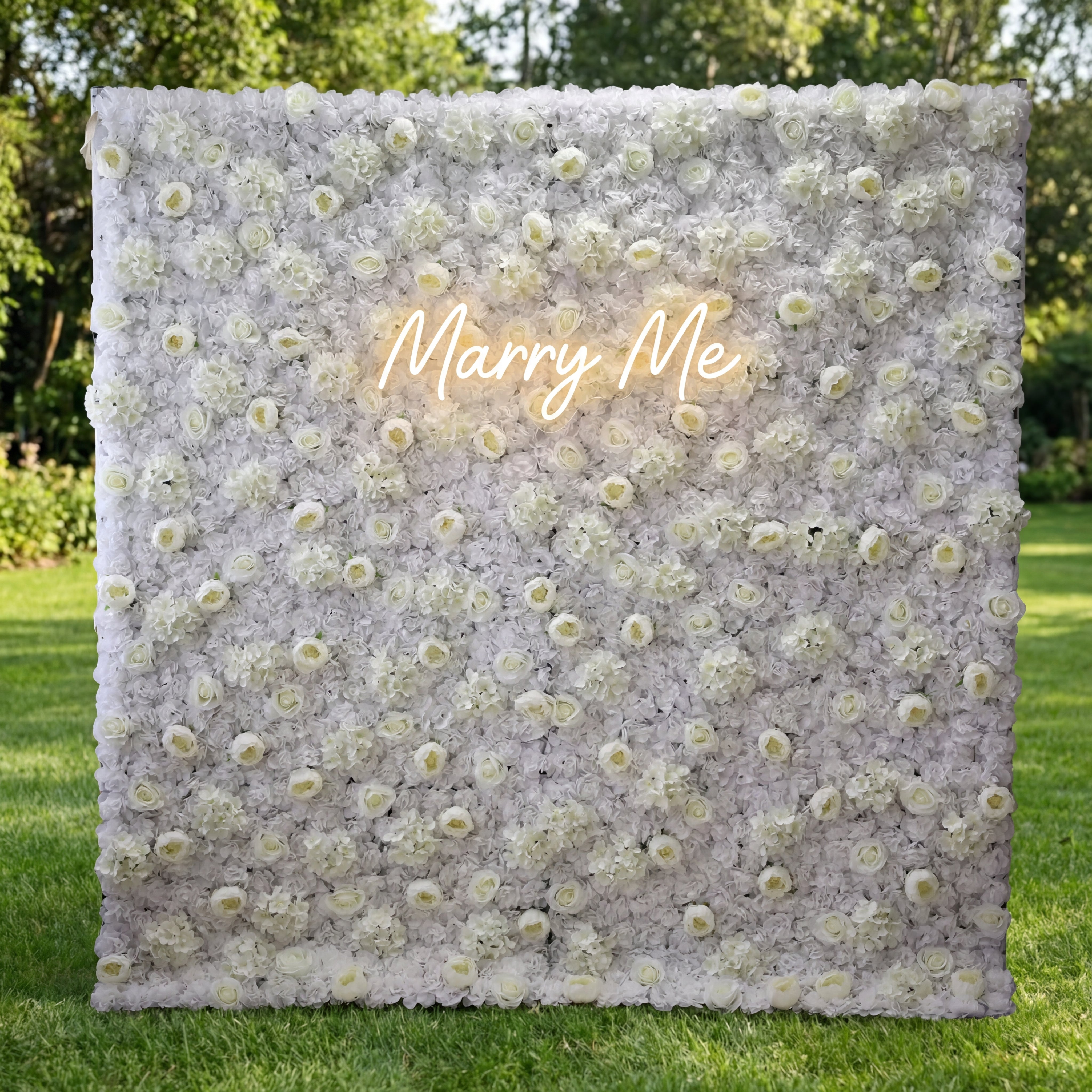 Valar Flowers Roll Up Fabric Artificial White Flower Wall Wedding Backdrop, Decoración Floral para Fiesta, Fotografía de Eventos-VF-006