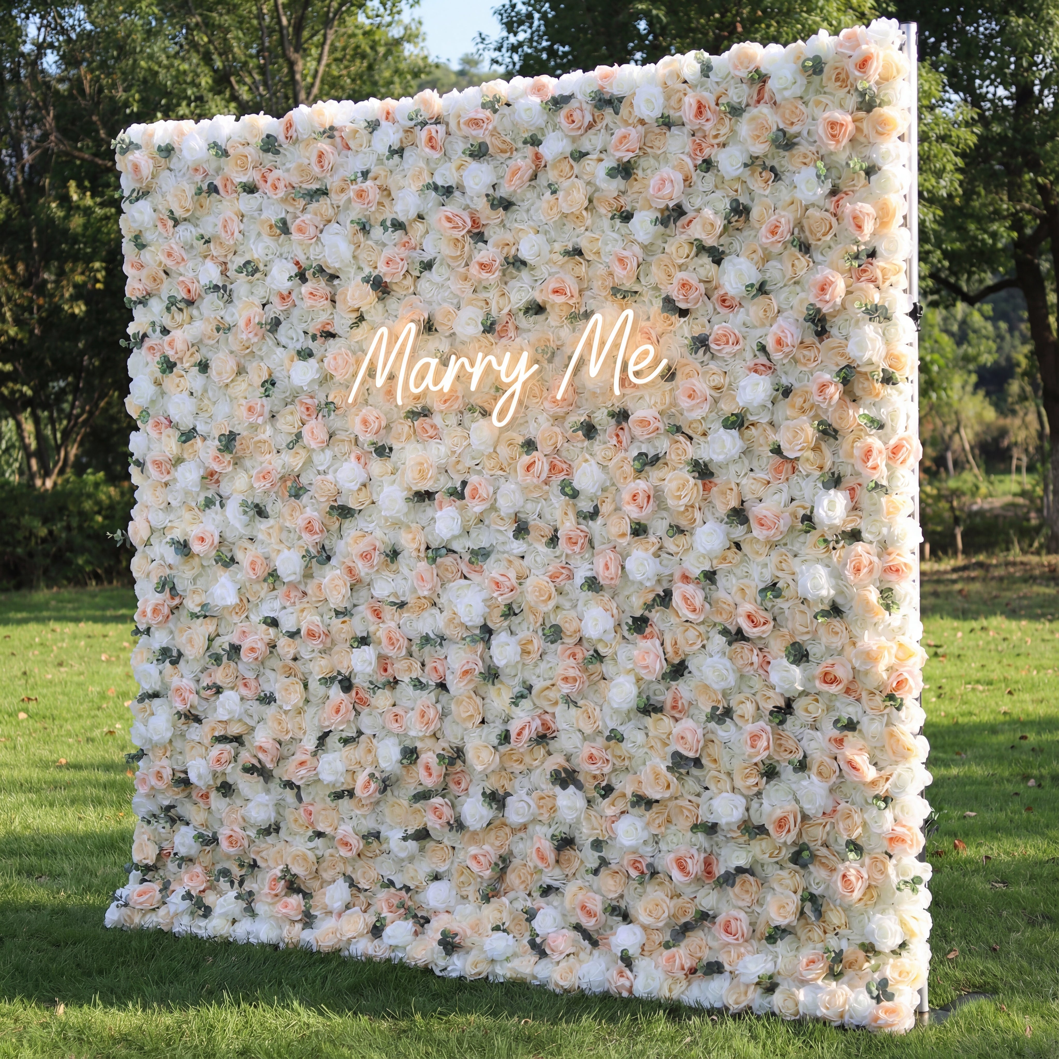 Toile de fond murale en fleurs artificielles blanches et roses - Décoration florale en tissu pour événements, photographie