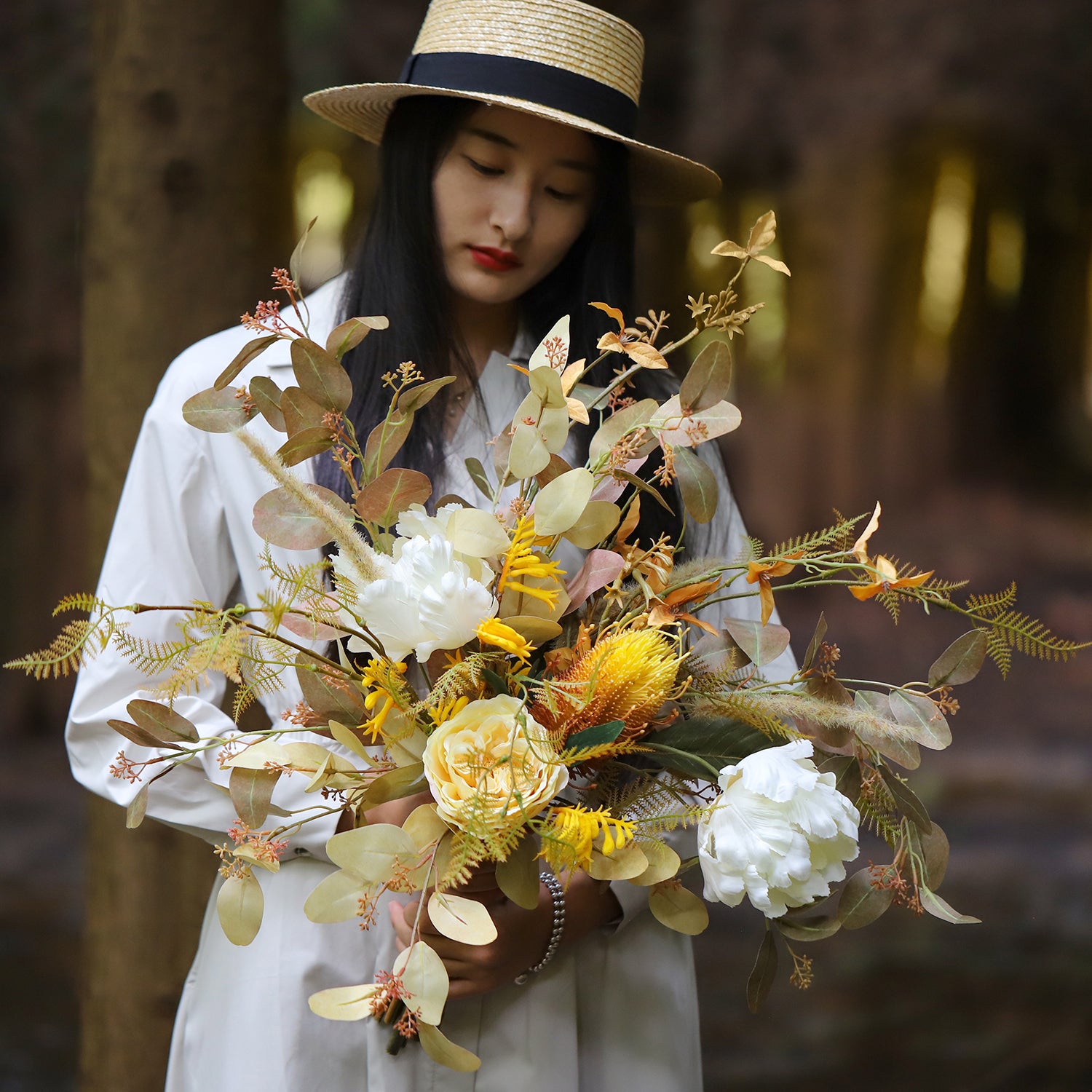 Vintage-Inspired Silk Flower Arrangement | Elegant Faux Floral Décor for Event and Home Styling VB-107 (Without Vase)