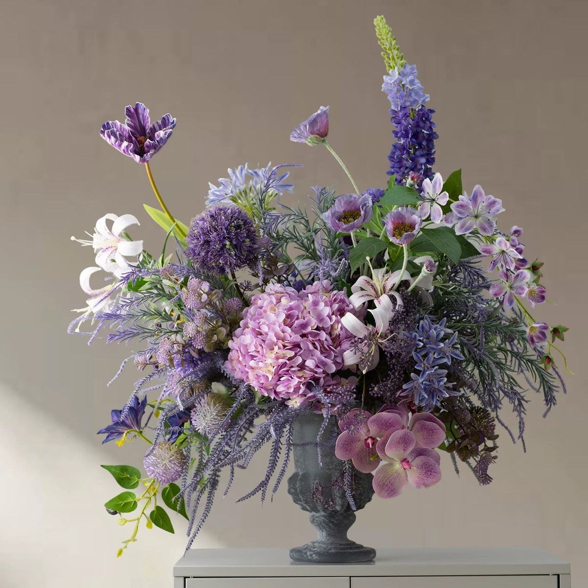 ValarFlower Purple Artificial Bridal Bouquet, Lavender Hydrangea Wedding Bouquet with Orchid and Wildflower Accents VB-271
