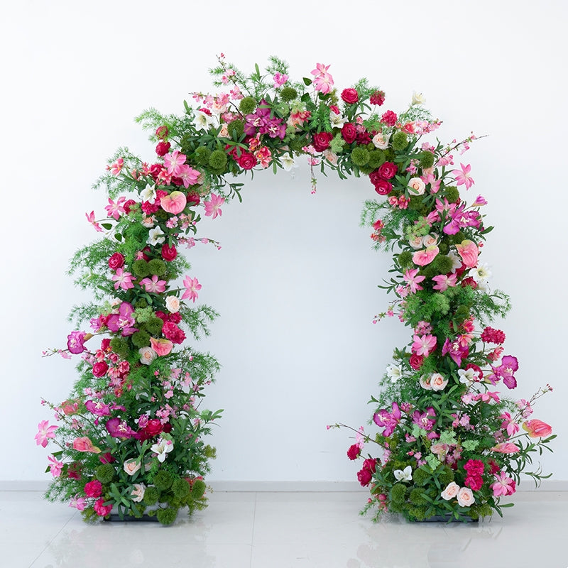 Eleganter Blumenbogen in Mondform für die Hochzeitszeremonie – Künstlicher Blumenbogen für Hochzeiten, Veranstaltungen und besondere Anlässe