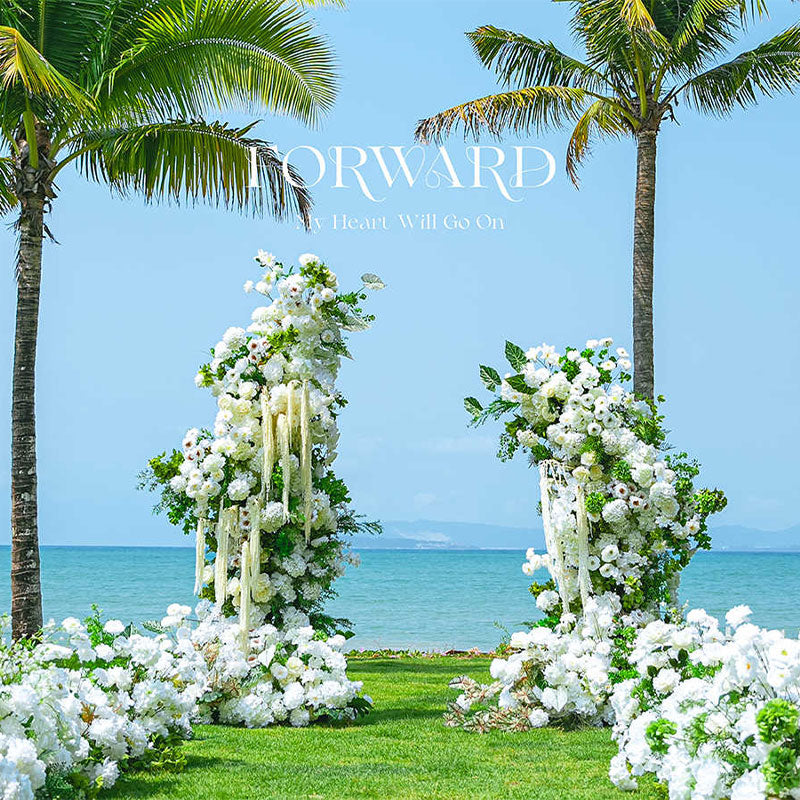 Valar Flower Wedding Moon Shaped Floral Arch - Stunning Lush Greenery Artificial Flower Arrangement Backdrop VA-103