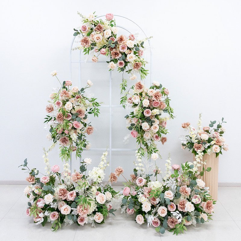 Valar Flower Champagne & Blush Faux Floral Arch Arrangement Set for Wedding Decor FA-320