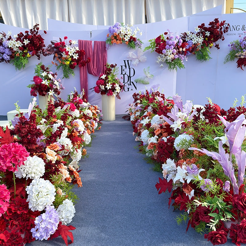 Valar Flower Red Wedding Aisle Artificial Flower Arrangements for Ceremony Backdrop & Venue Decoration WF-103