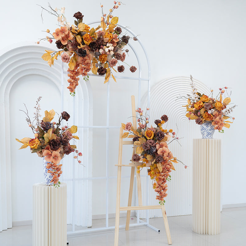 Arco Floral de Champagne y Centros de Mesa, Fondo Artificial para Bodas, Decoración para Fiesta de Compromiso, Señalización para Eventos FA-206