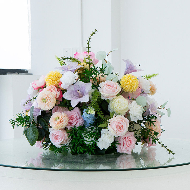 ValarFlower Artificial Floral Table Centerpiece, Faux Wedding Table Flower Arrangement for Reception, Sweetheart Table, Party & Event Decor TF-127
