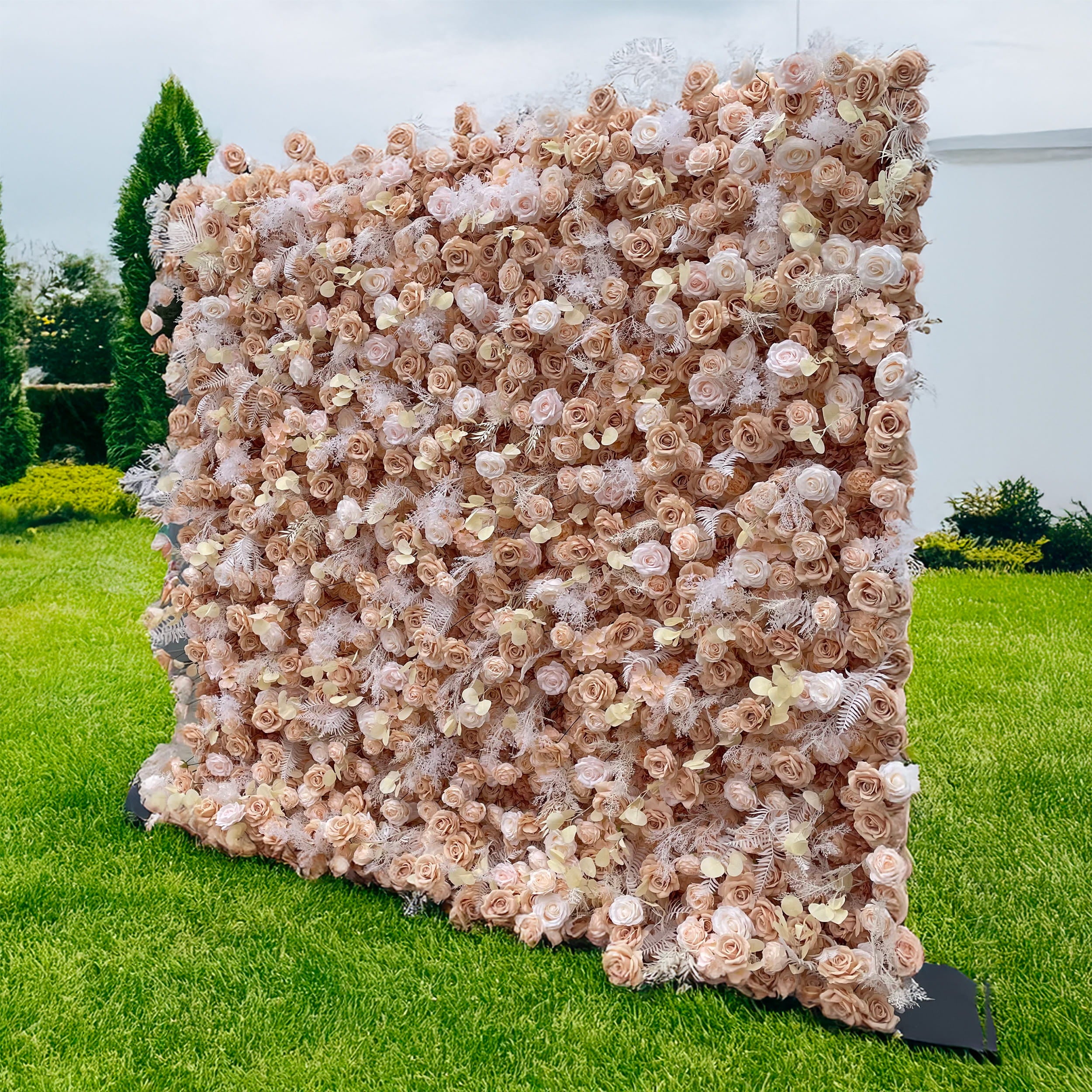 Valar Flower 5D Farbverlauf Künstlicher Blumenhintergrund: Geschmückt mit einem Farbverlauf aus rosa und weißen Rosen, perfekt für Veranstaltungen und Dekor-VF-809