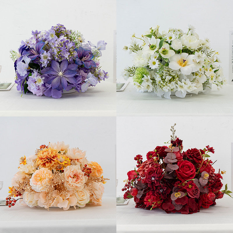 Arreglo Floral Artificial para Decoración de Bodas, Accesorio de Boda Hecho a Mano, Flores Artificiales para Pasillo de Boda al Aire Libre, Decoración de Escenario y Arreglo de Bola Floral TF-110