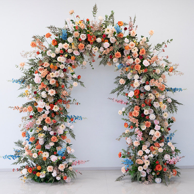 Arche florale élégante en forme de lune pour cérémonie de mariage - Arche de fleurs artificielles pour mariages, événements et occasions spéciales
