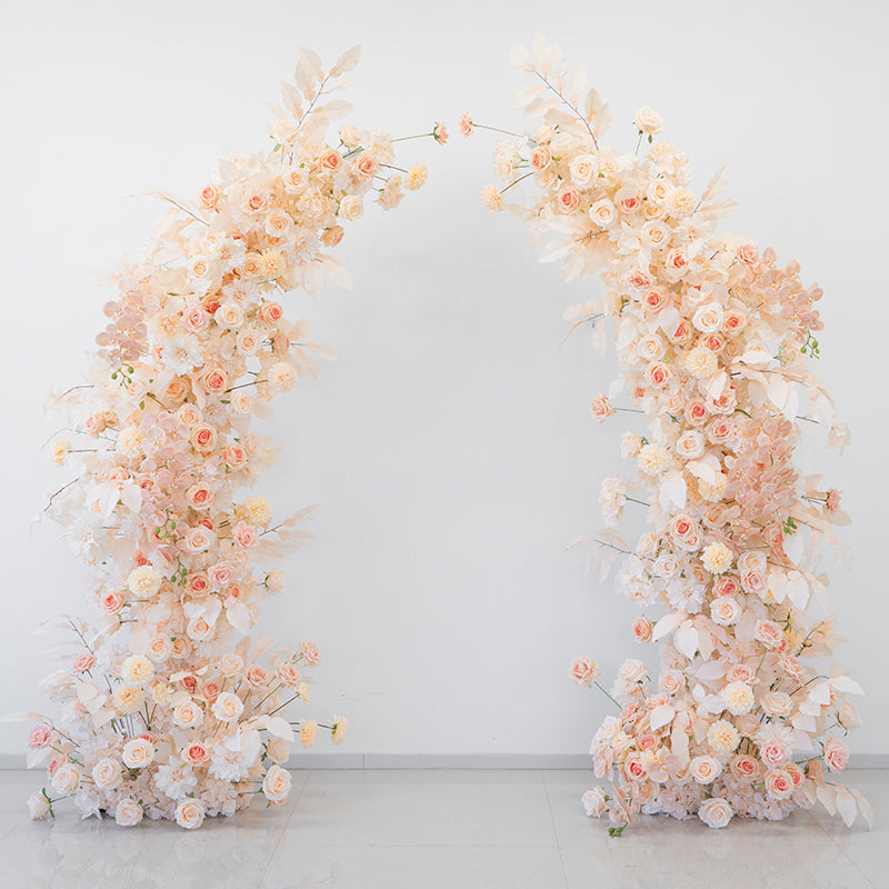 Valar Flower Romantic Champagne Wedding Arch with Artificial Flowers for Ceremony & Event Backdrop VA-387