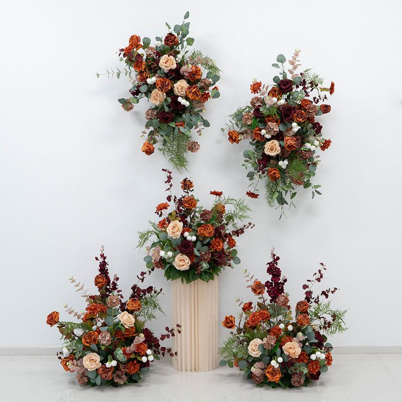 Pfirsich-weißes Kunstblumenarrangement – ​​Romantisches Event-Tisch- und Schild-Styling-Set FA-263