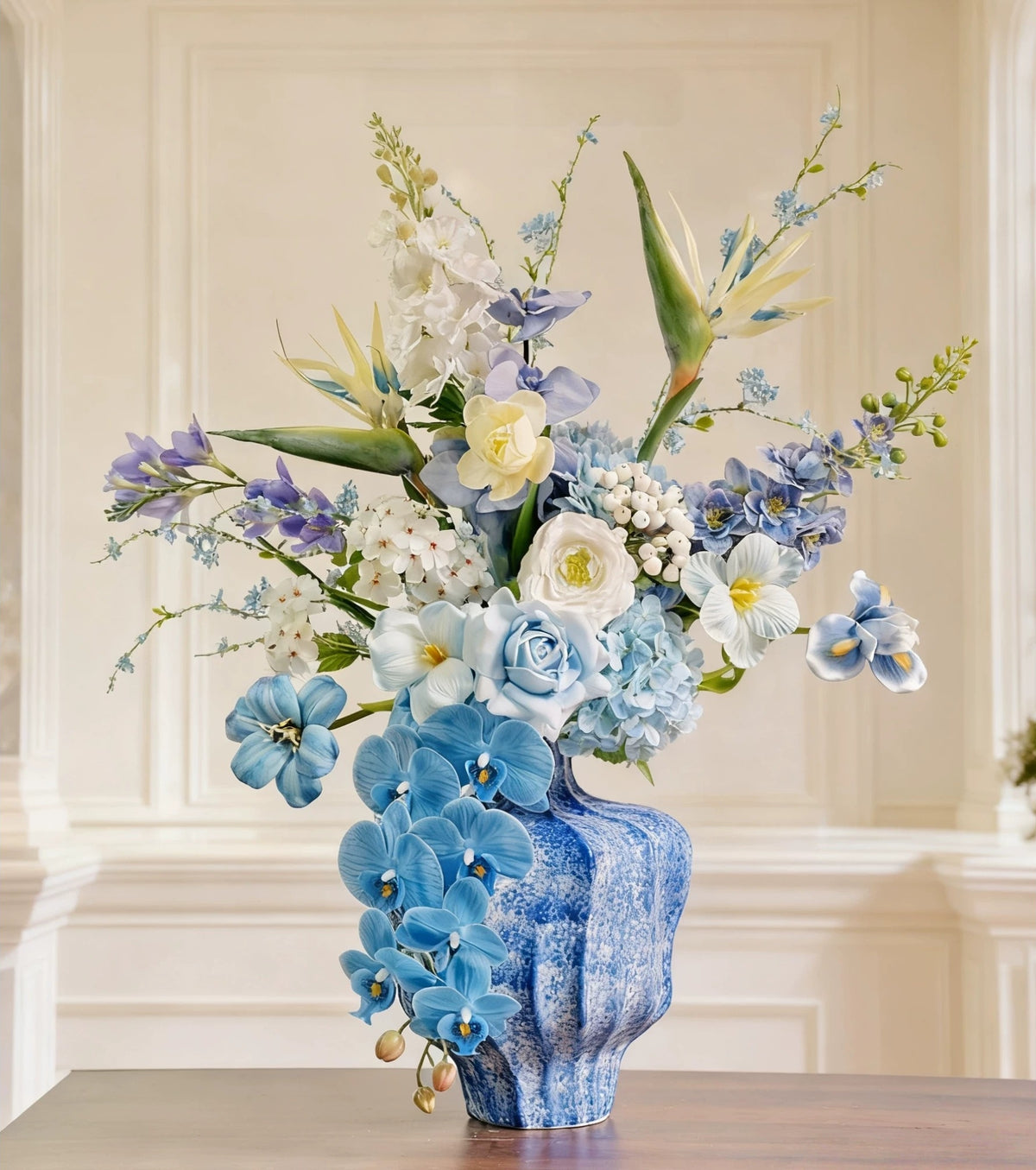 Elegantes Blumenstrauß-Arrangement mit Herbstmotiv | Luxuriöse Kunstblumen für Hochzeiten und Inneneinrichtung VB-113 (ohne Vase)