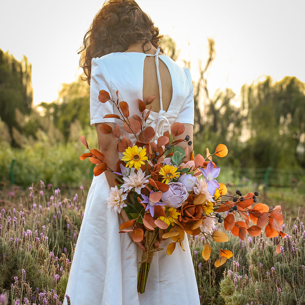 Fall-Themed Faux Floral Bouquet | Perfect for Home Décor, Weddingsand Autumn Events VB-111 (Without Vase)