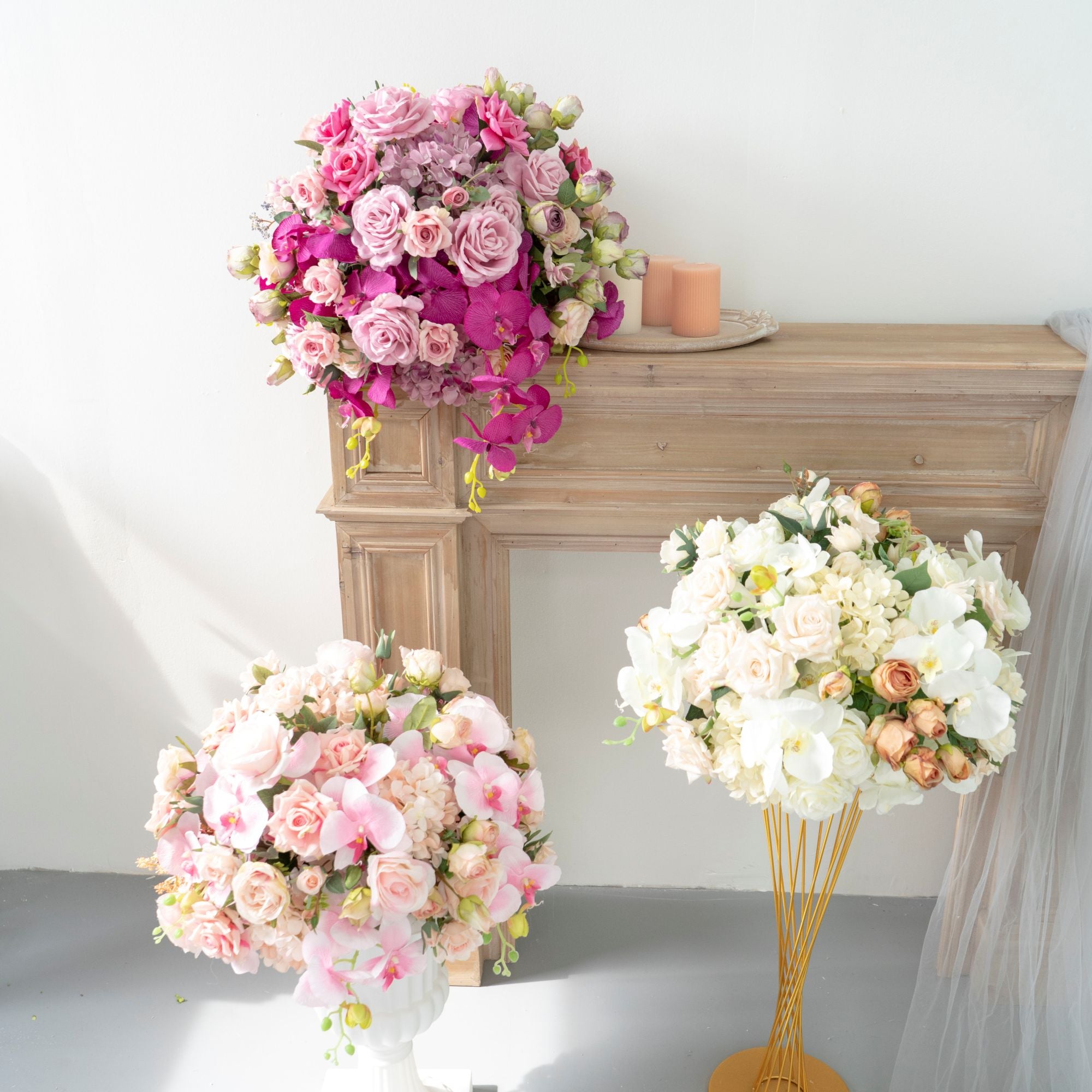 Wedding Floral Decoration Faux Flowers Centerpiece Floral Arrangement for Wedding Reception, Main Table, and T-Style Aisle Arch Flower Balls TF-109