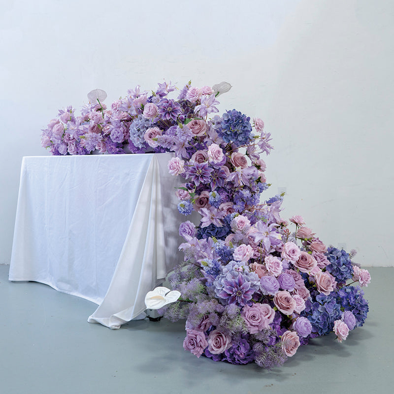 Lavender and Purple Bellflower Wedding Table Runner, Artificial Flower Arrangement, Reception Decor & Event Display FA-224