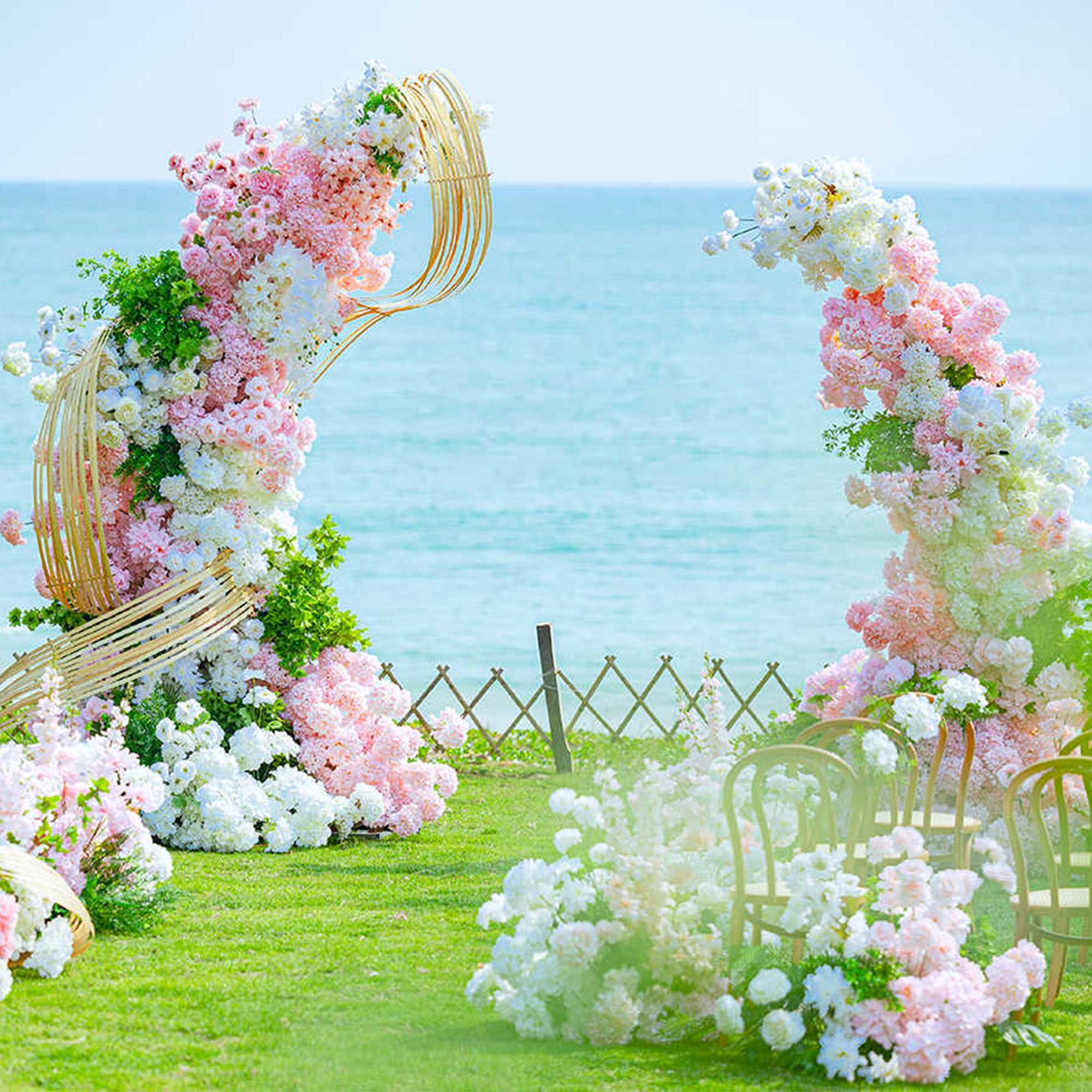 Valar Flower Wedding Moon Shaped Floral Arch - Stunning Artificial Flower Arrangement Backdrop VA-102