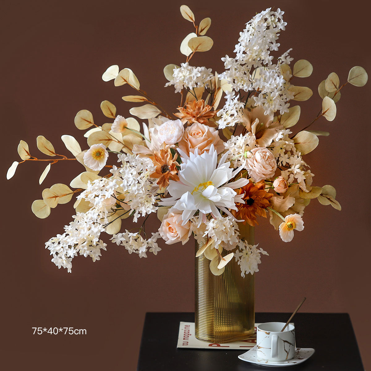 Fall Wedding Centerpiece in Warm Tones | Perfect Silk Floral Arrangement for Home, Living Room & Event Décor VB-101 (Without Vase)