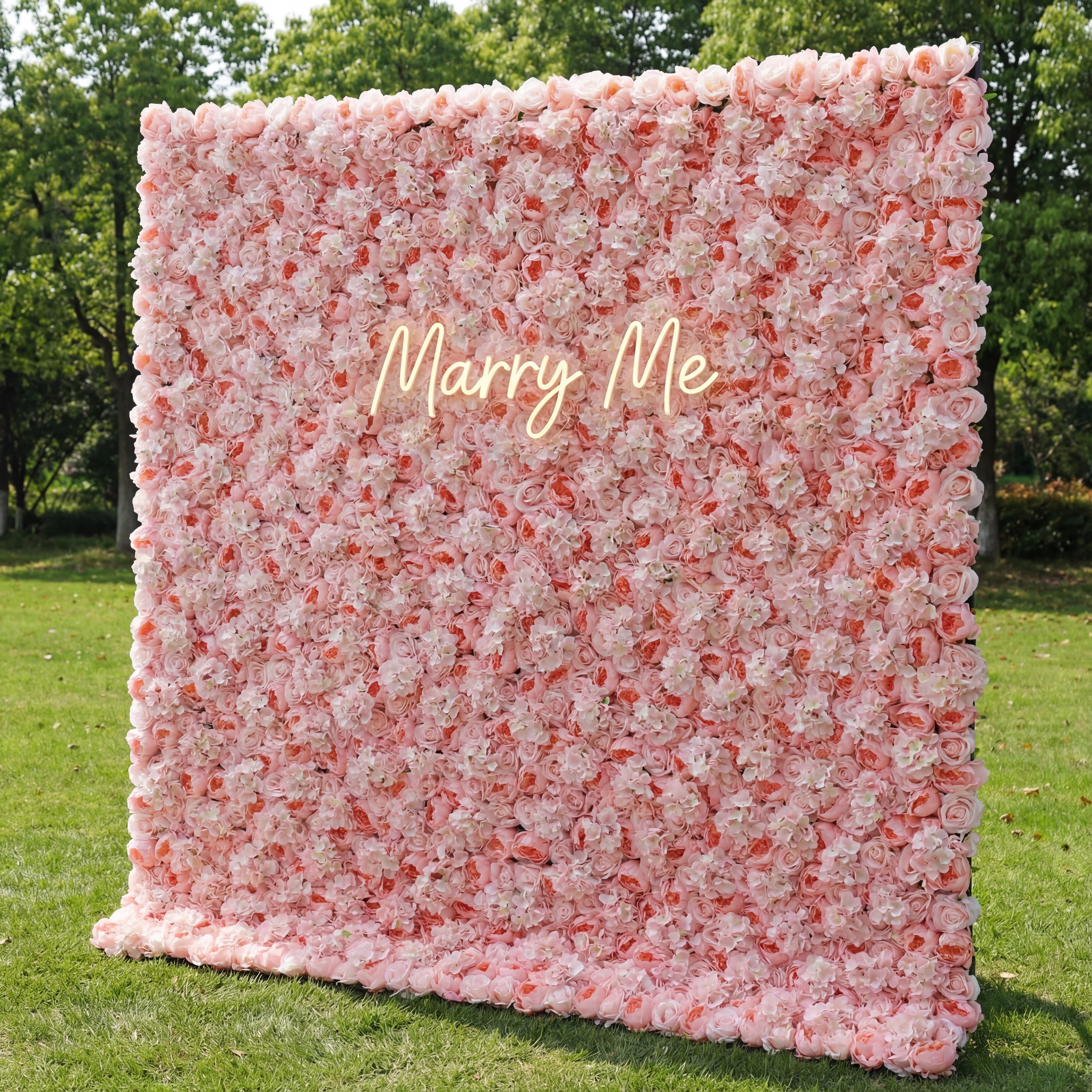 Valar Flowers Roll Up Fabric Artificial Rose Fog and Deep Chestnut Flower Wall Wedding Backdrop, Floral Party Decor, Event Photography-VF-021-2