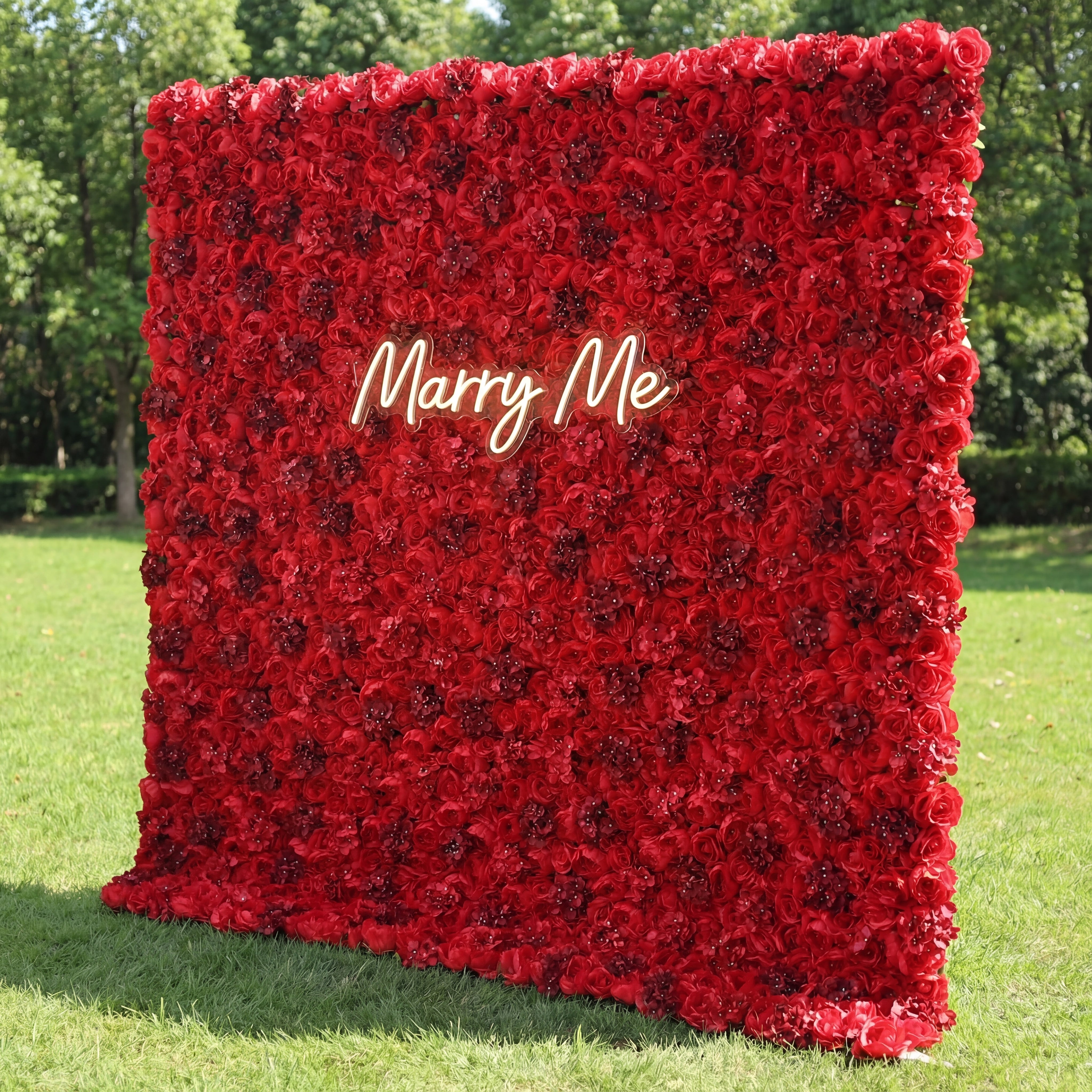 Valar Flowers Roll Up Fabric Artificial Red Flower Wall Wedding Backdrop, Floral Party Decor, Event Photography-VF-021-3
