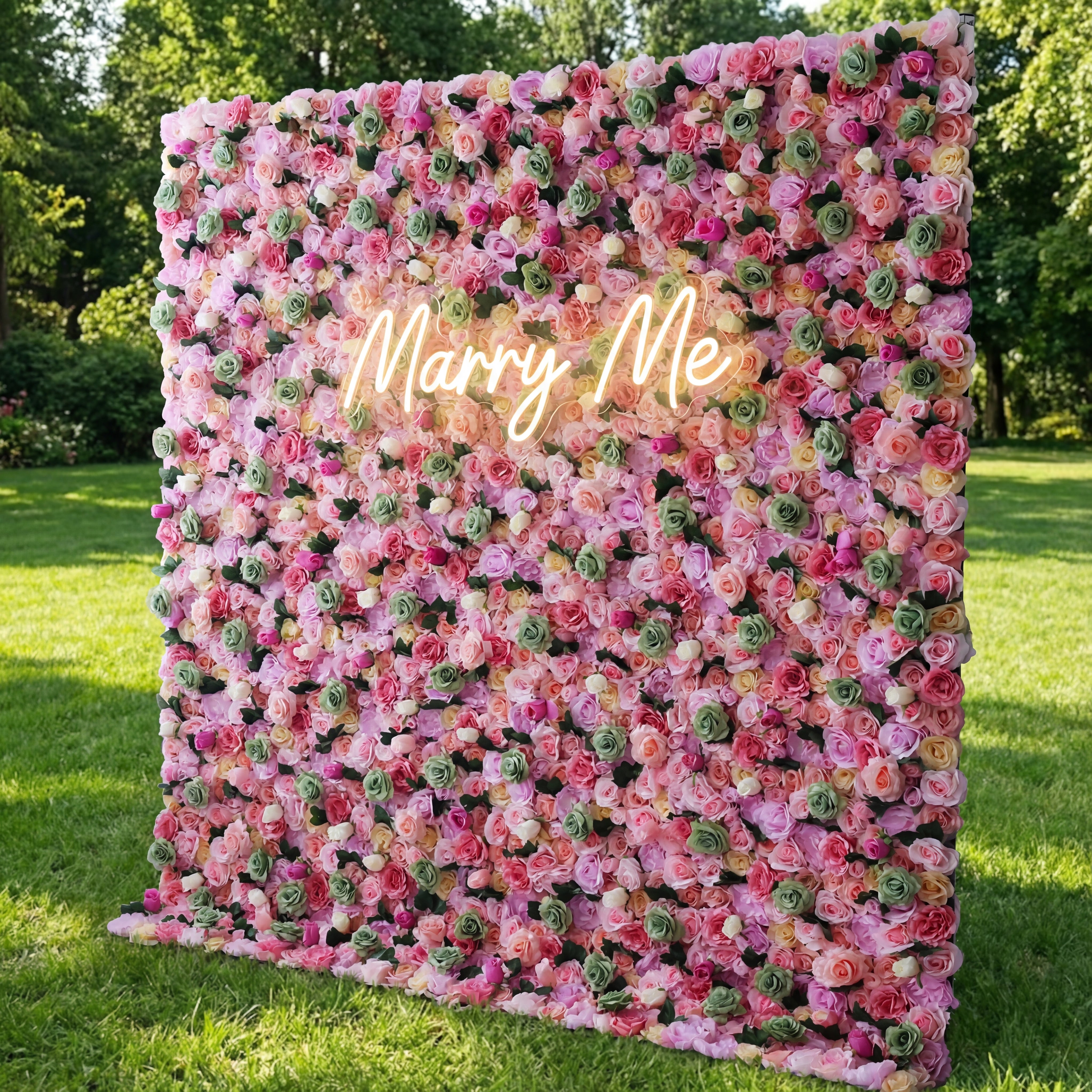 Valar Flowers Roll Up Fabric Artificial Flower Wall Wedding Backdrop, Floral Party Decor, Event Photography-VF-022