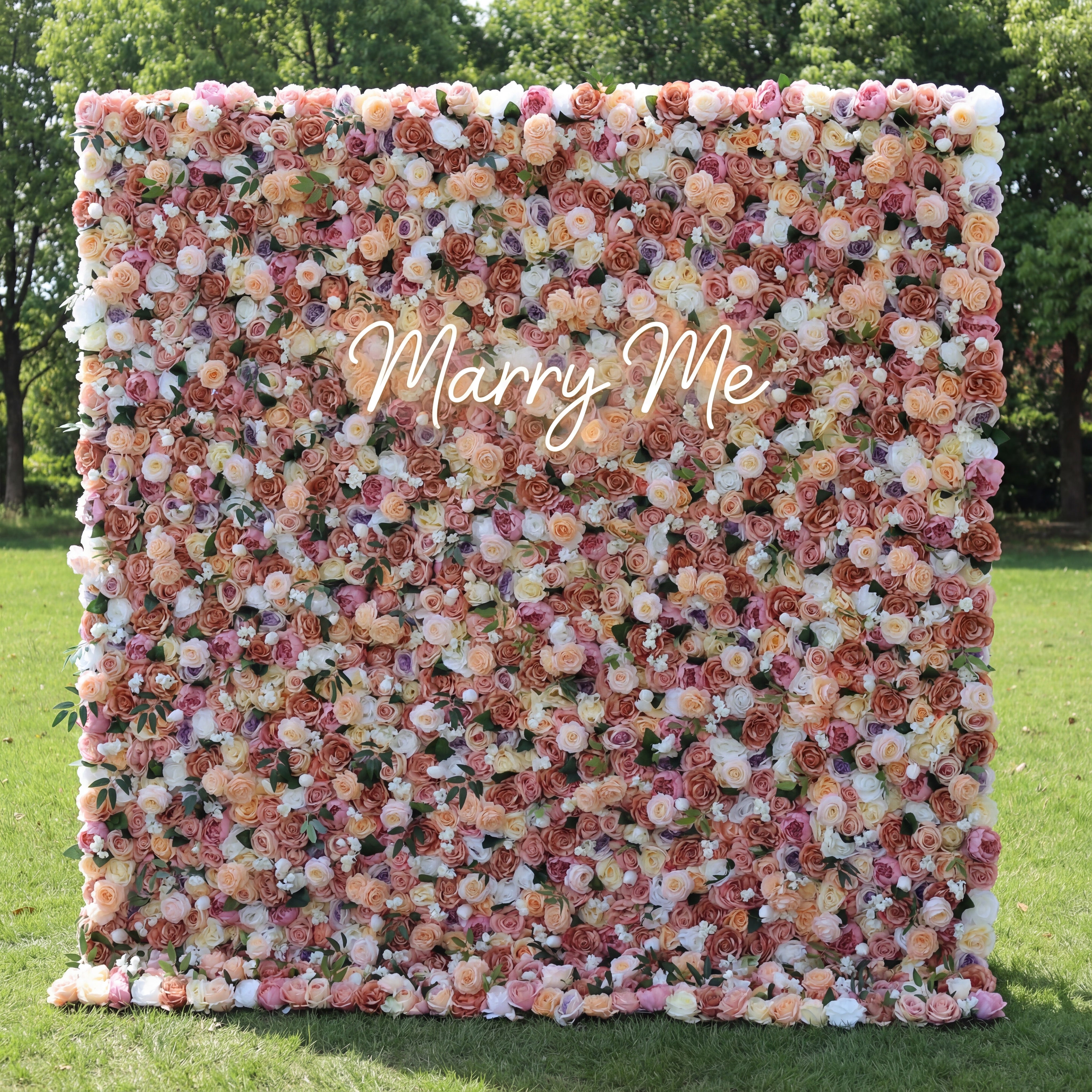 Valar Flowers Roll Up Fabric Artificial Mixed of Petite Orchid, Grape, Desert Sand, Dark Sienna Flowers Carpet Flower Wall Wedding Backdrop, Floral Party Decor, -VF-023