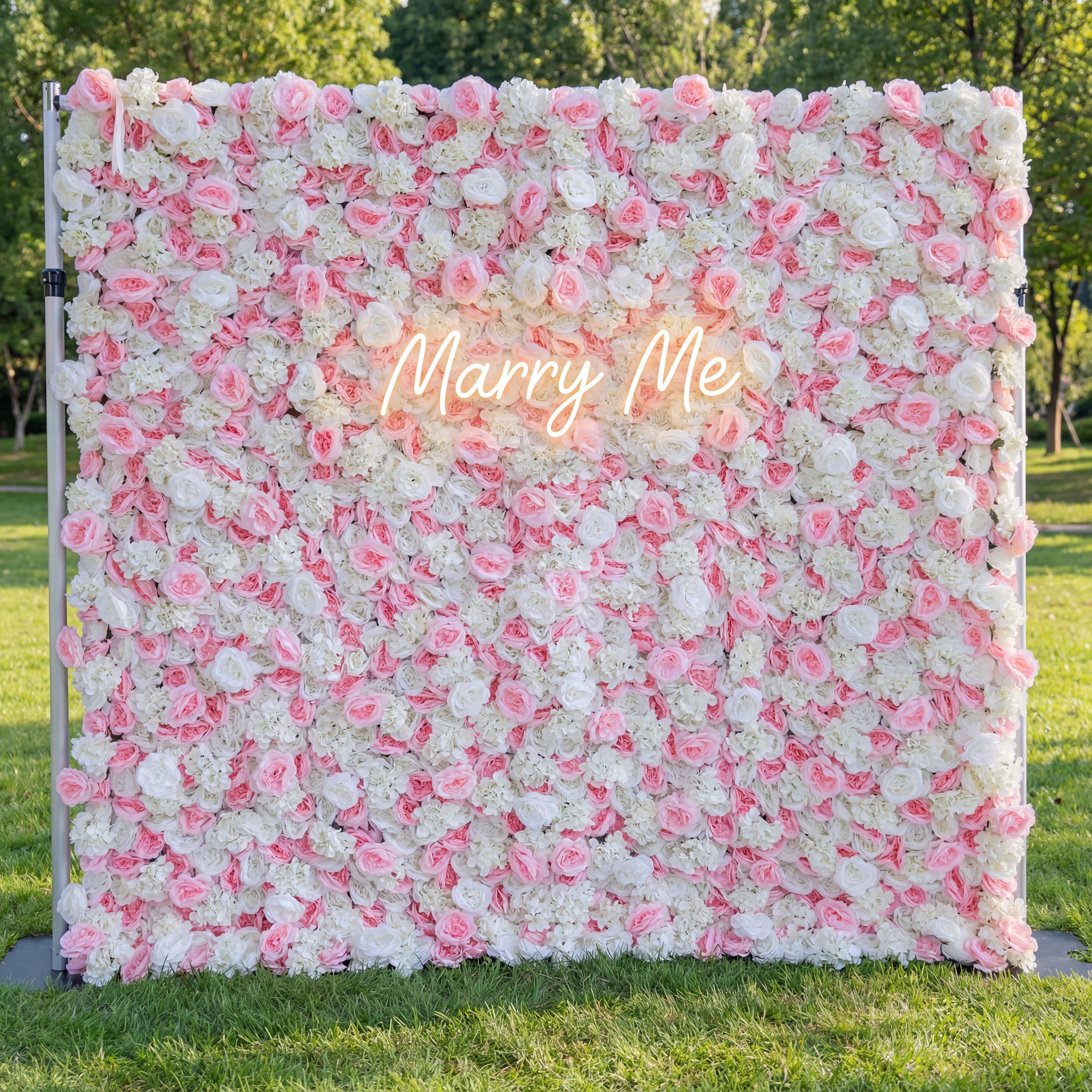 Valar Flower Roll Up Fabric Artificial Opera Mauve Pink and White Flower Wall Wedding Backdrop, Floral Party Decor, Event Photography-VF-025-2