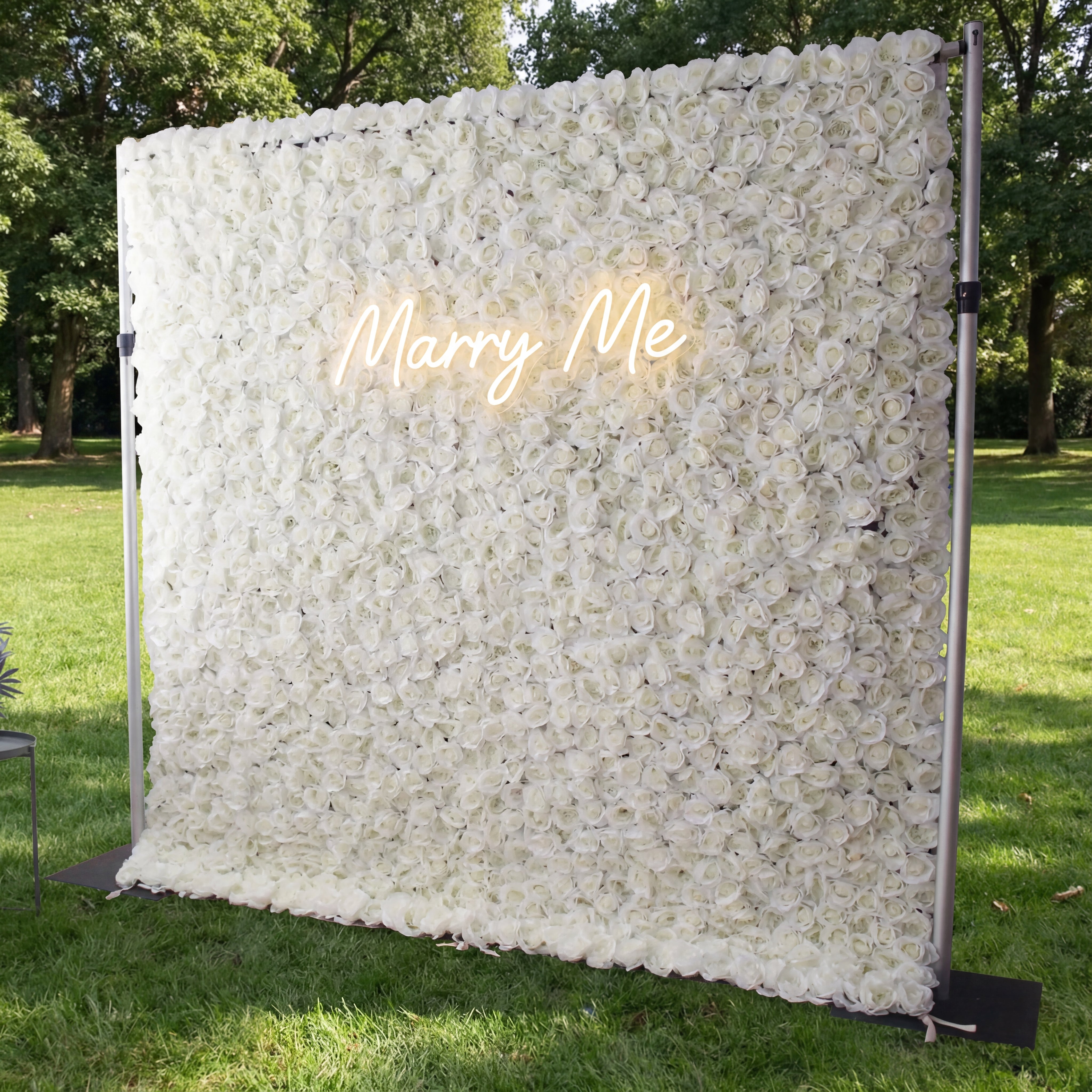 Valar Flowers Roll Up Fabric Artificial White Roses Flower Wall Wedding Backdrop, Decoración Floral para Fiesta, Fotografía de Eventos-VF-026