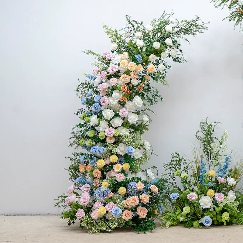 ValarFlower Pastel Wedding Flower Pillars, Artificial Garden Floral Arrangement Set for Ceremony Aisle Decor VA-422