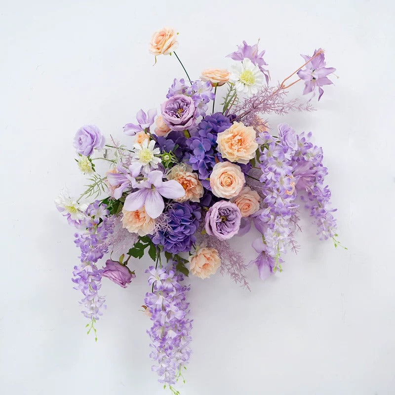 Pfirsich-weißes Kunstblumenarrangement – ​​Romantisches Event-Tisch- und Schild-Styling-Set FA-263